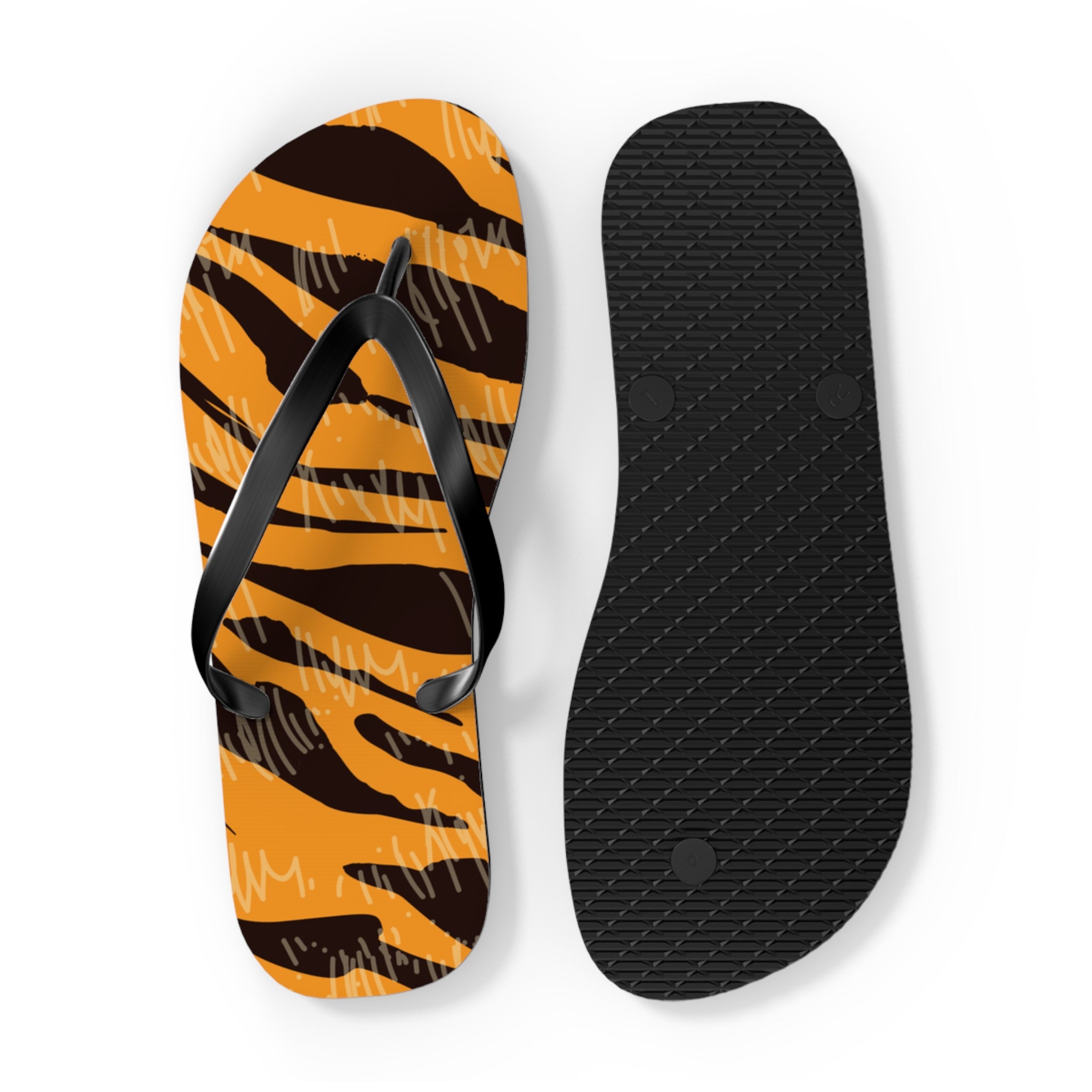Tiger Scratches Orange & Black Flip Flops, Artsulli - Art is Long, Life is Short, Shoes, , , , , , , 