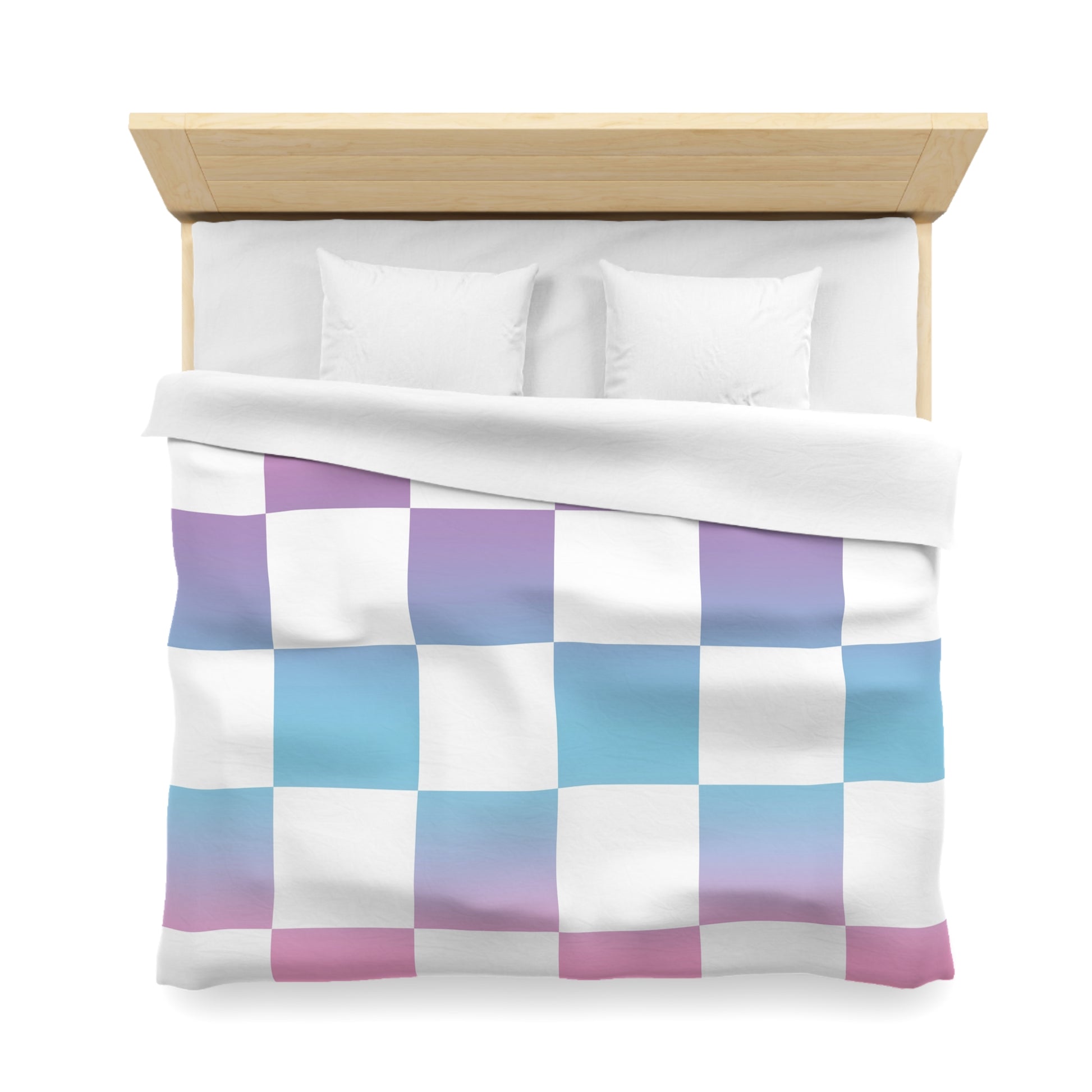 Vaporwave Check Microfiber Duvet Cover, Artsulli - Art is Long, Life is Short, Home Decor, , , , , , , 
