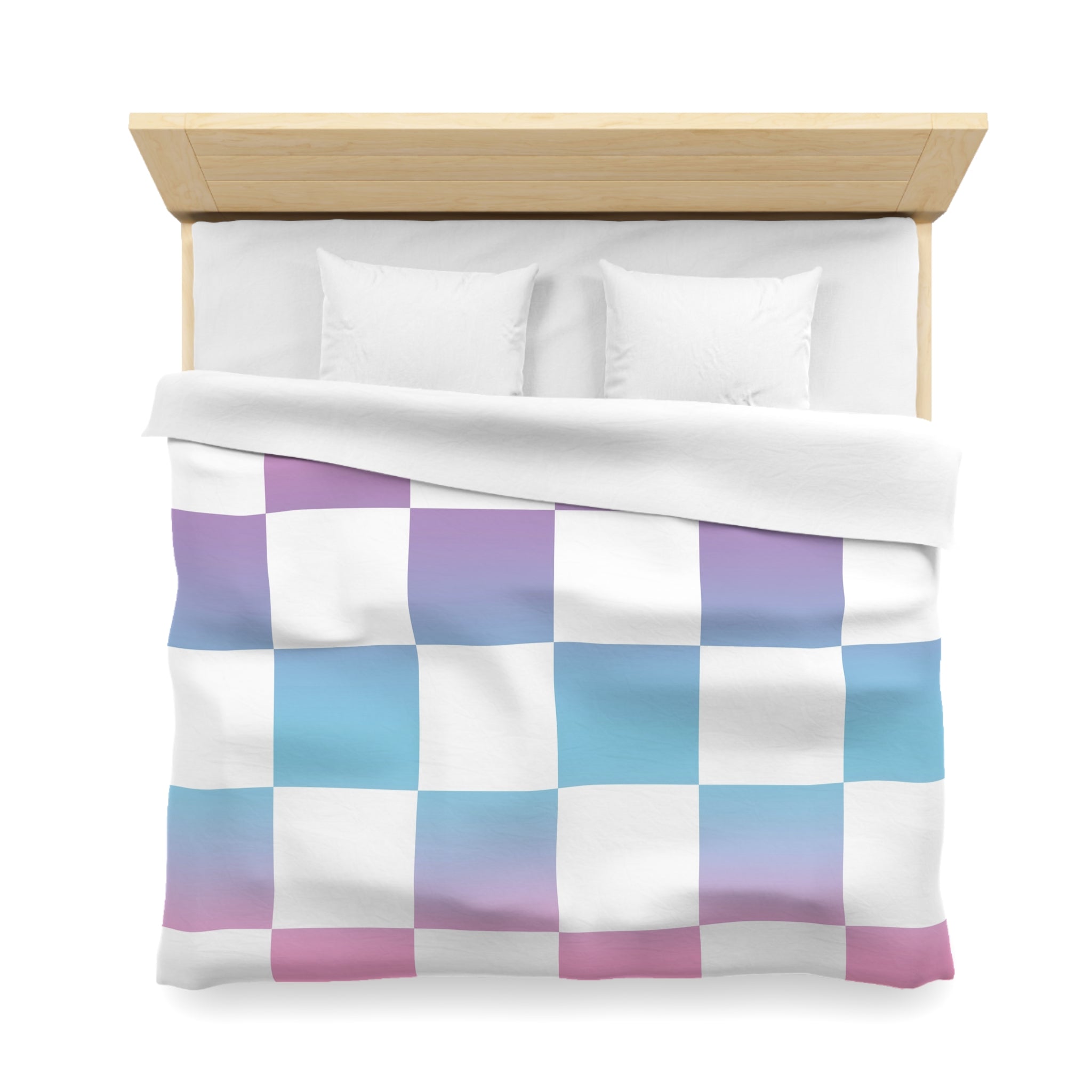 Vaporwave Check Microfiber Duvet Cover, Artsulli - Art is Long, Life is Short, Home Decor, , , , , , , 