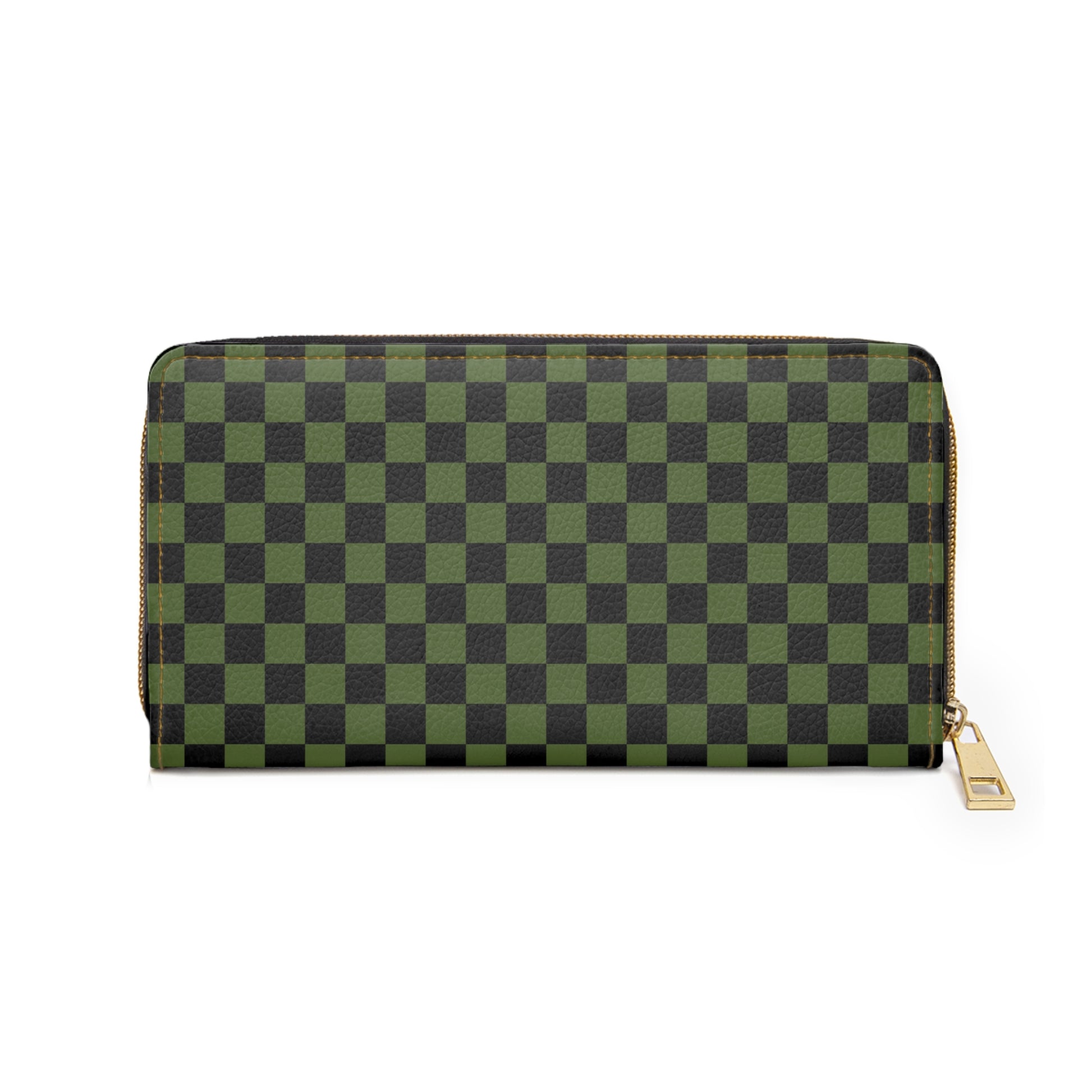 Checkerboard II Olive Green and Black Zipper Wallet, Artsulli - Art is Long, Life is Short, Accessories, , , , , , , 