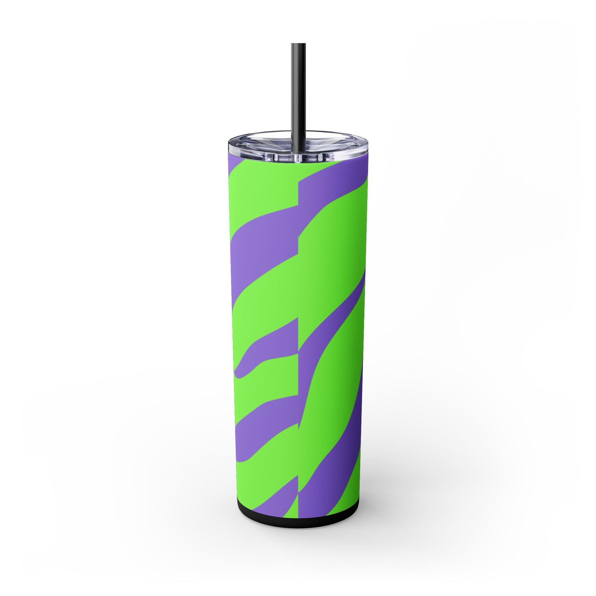 Tyrannosaurus Print Green and Purple Skinny Tumbler with Straw, 20oz, Artsulli - Art is Long, Life is Short, Mug, , , , , , , 