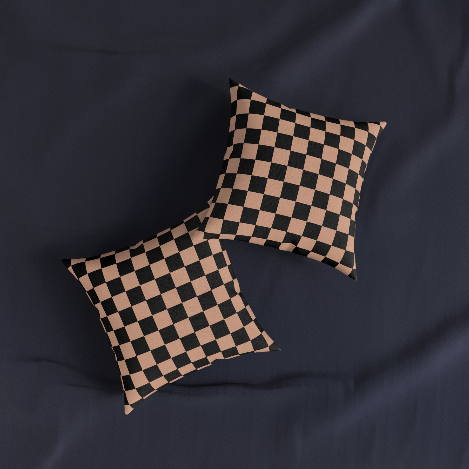 Checkerboard Soft Orange and Black Square Pillow, Artsulli - Art is Long, Life is Short, Home Decor, , , , , , , 