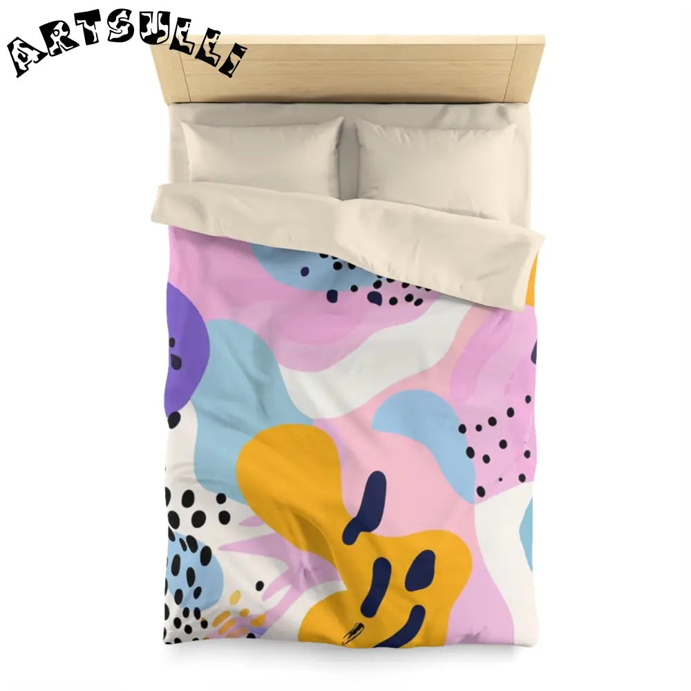 JAKKOUTTHEBXX Colorful Abstract Dots and Shapes Microfiber Duvet