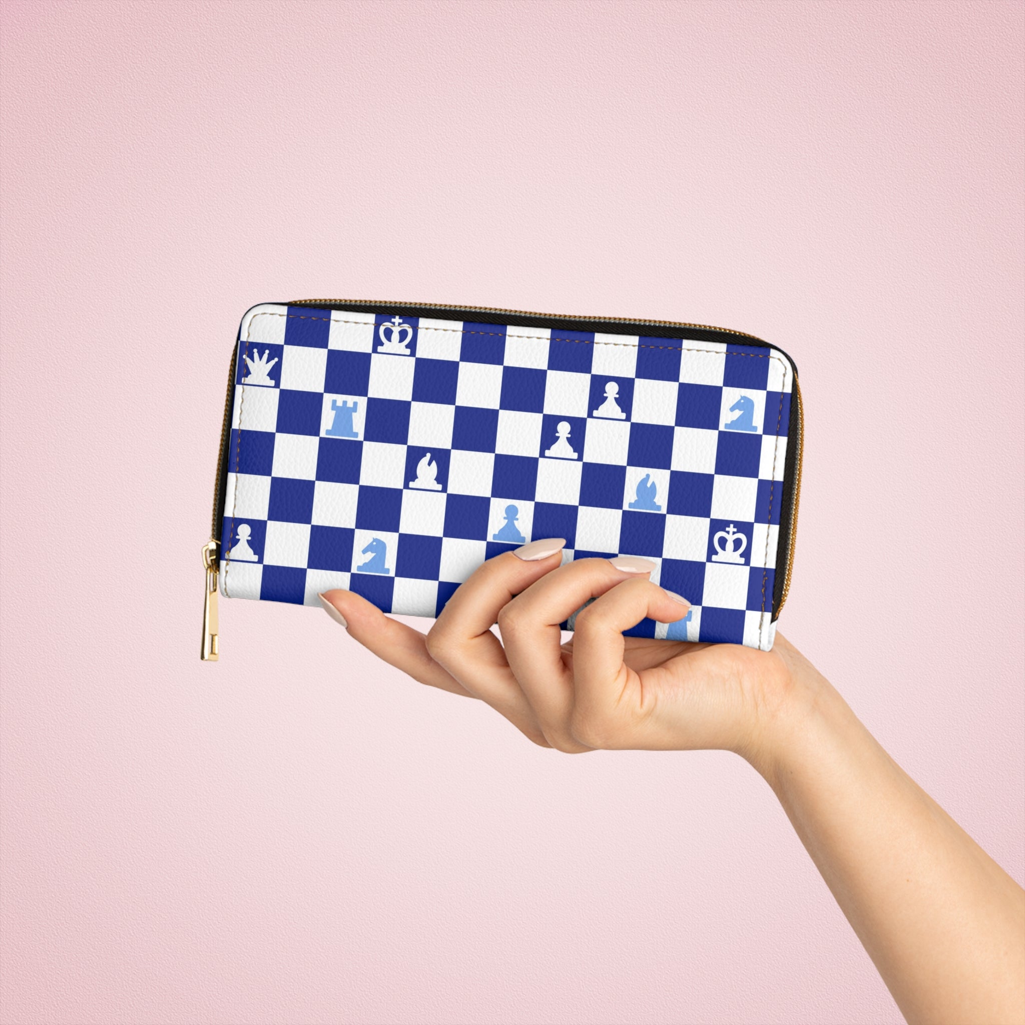 Chessboard II Navy Blue Zipper Wallet, Artsulli - Art is Long, Life is Short, Accessories, , , , , , , 
