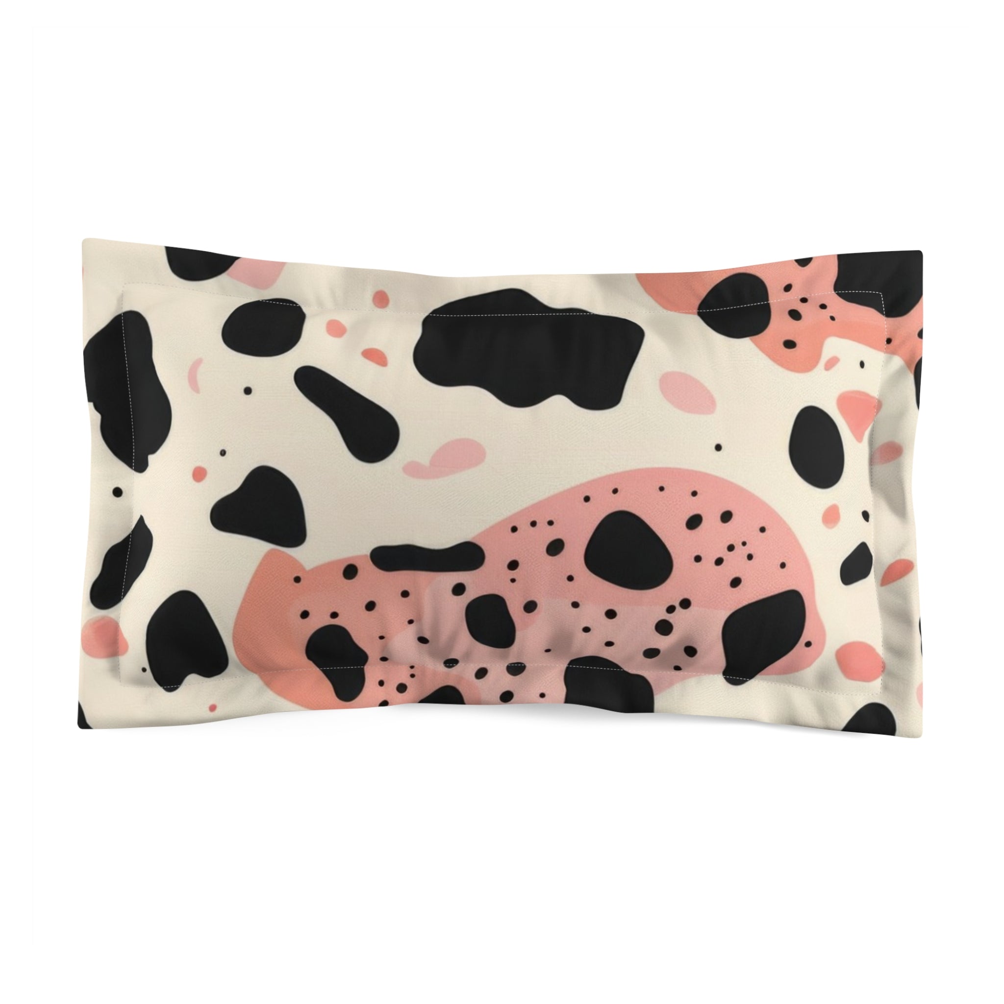 Organic Cow Print Cream and Pink Microfiber Pillow Sham, Artsulli - Art is Long, Life is Short, Home Decor, Size, King, , , , , 85704631805384