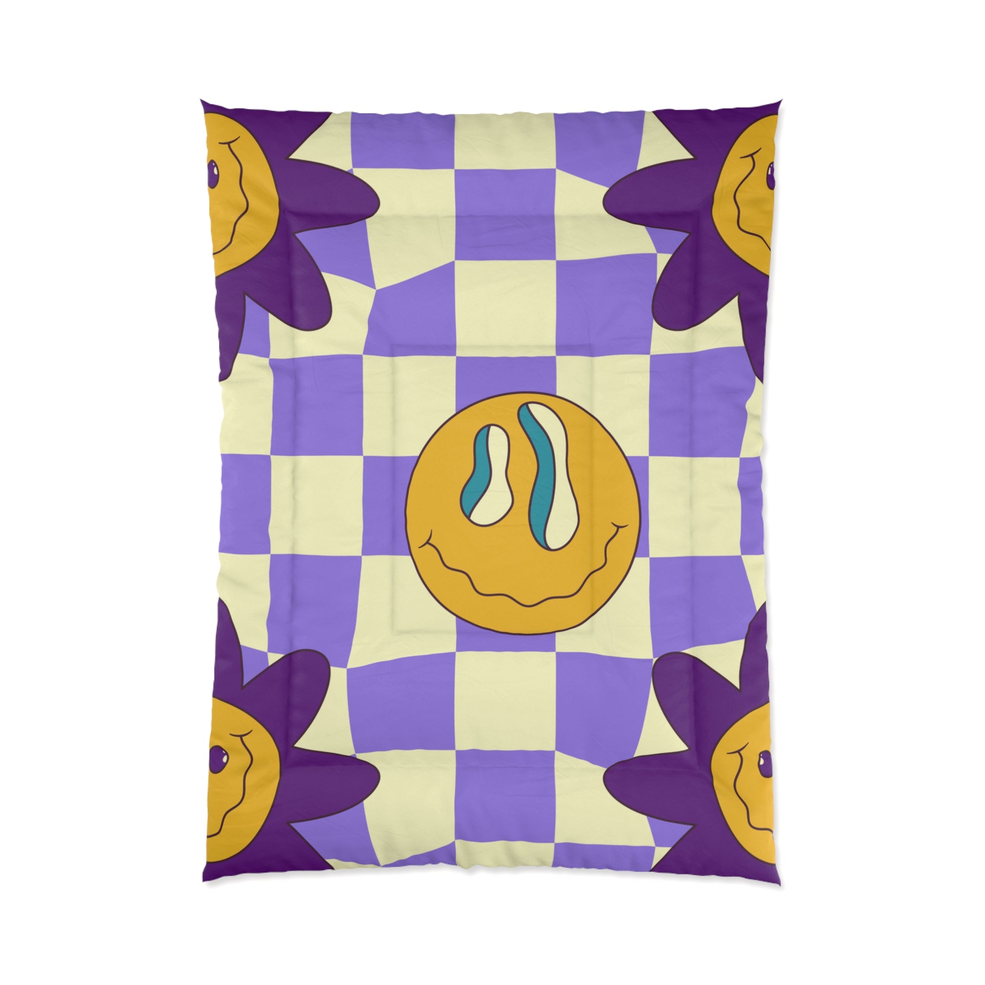 Trippy Flower Power Motifs Comforter, Artsulli - Art is Long, Life is Short, Home Decor, Size, 68" × 92", , , , , 13581009102510