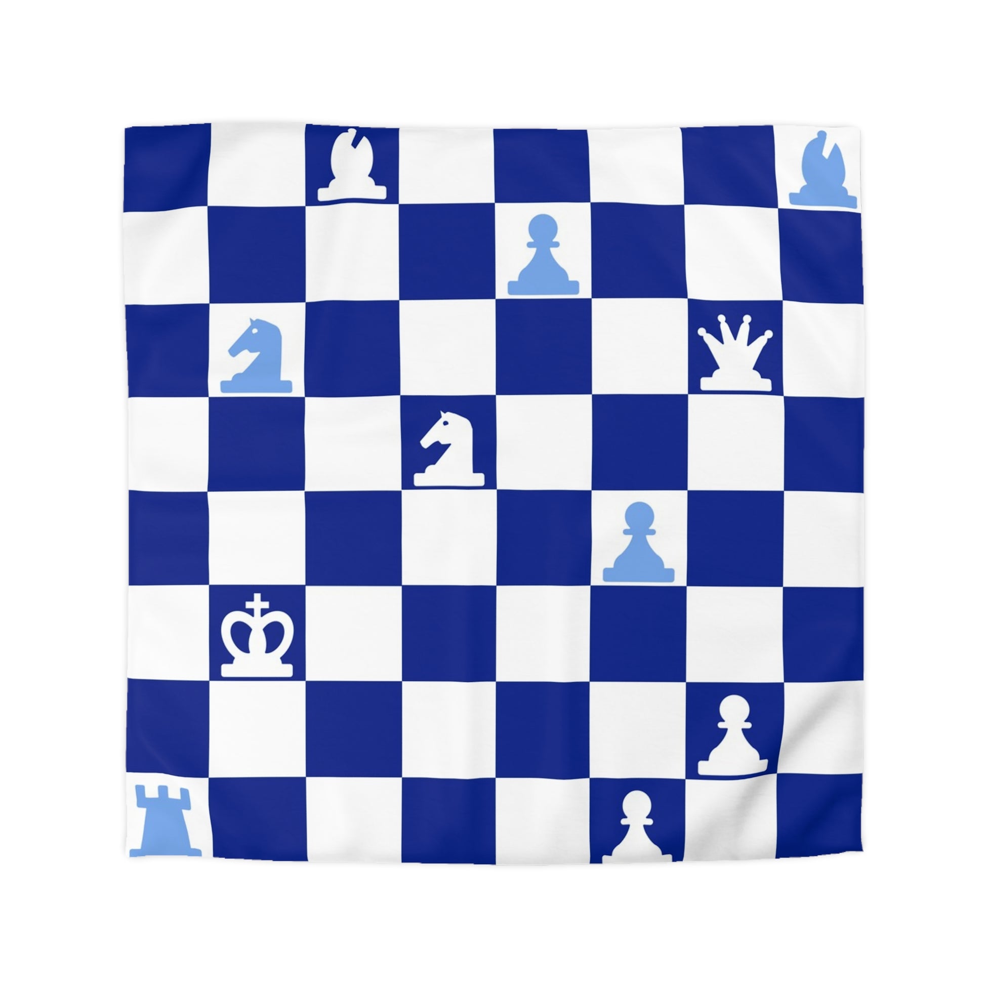 Chessboard Navy Blue Microfiber Duvet Cover, Artsulli - Art is Long, Life is Short, Home Decor, Size, Queen, Color, Cream, , , 19528410304728321189