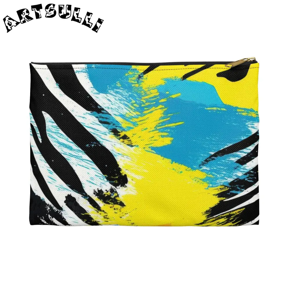 Zebra Stripes x Leapord Print x Paint Splatter Multi-Color Accessory Pouch, Artsulli - Art is Long, Life is Short, Bags, Size, Small, Color, Black zipper, , , 17704794068138