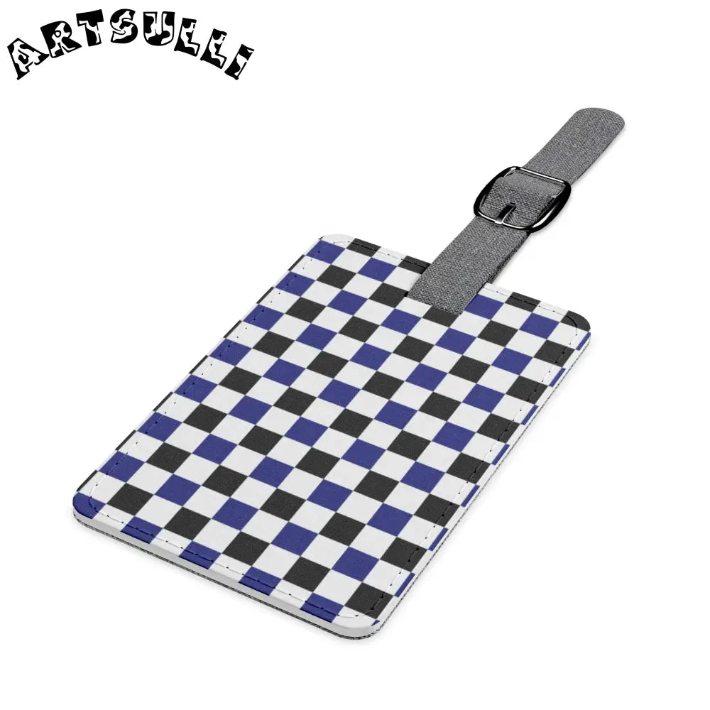 JAKKOUTTHEBXX Checkerboard Blue White and Black Saffiano Polyester