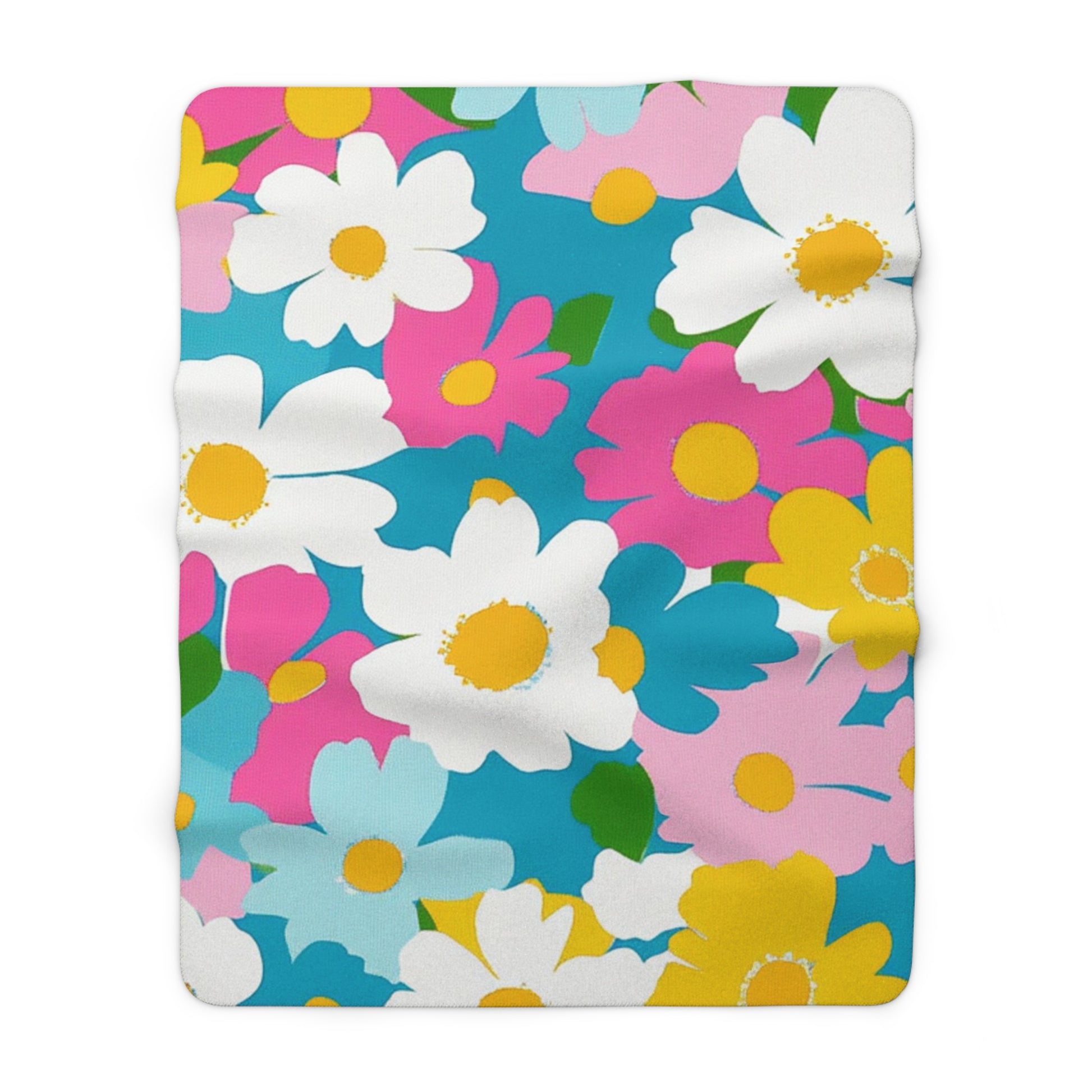 Flowers Multi-Color Sherpa Fleece Blanket, Artsulli - Art is Long, Life is Short, Home Decor, Size, 60" × 80", , , , , 54552379912992