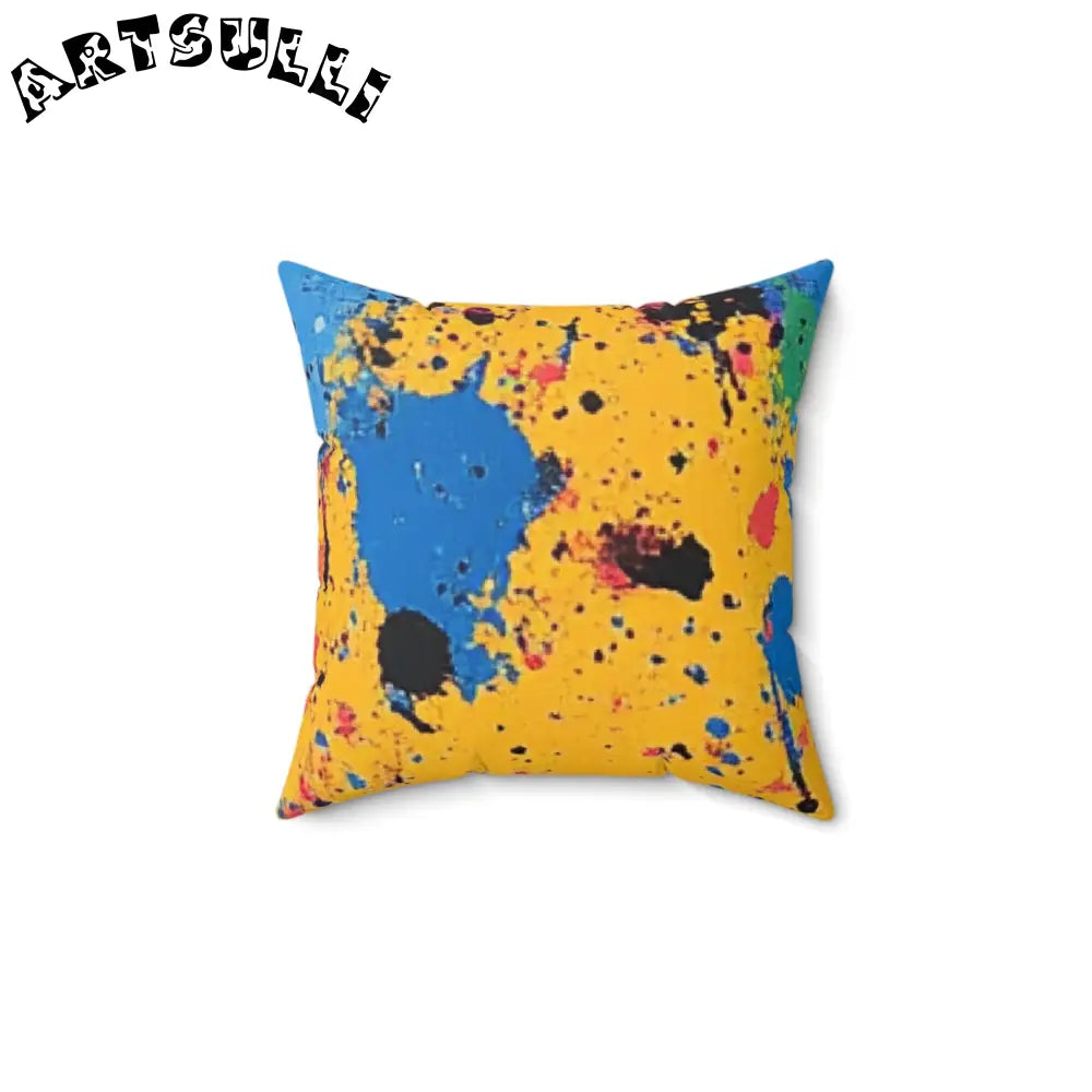 JAKKOUTTHEBXX The Colors Of Paint Splatter Spun Polyester Square