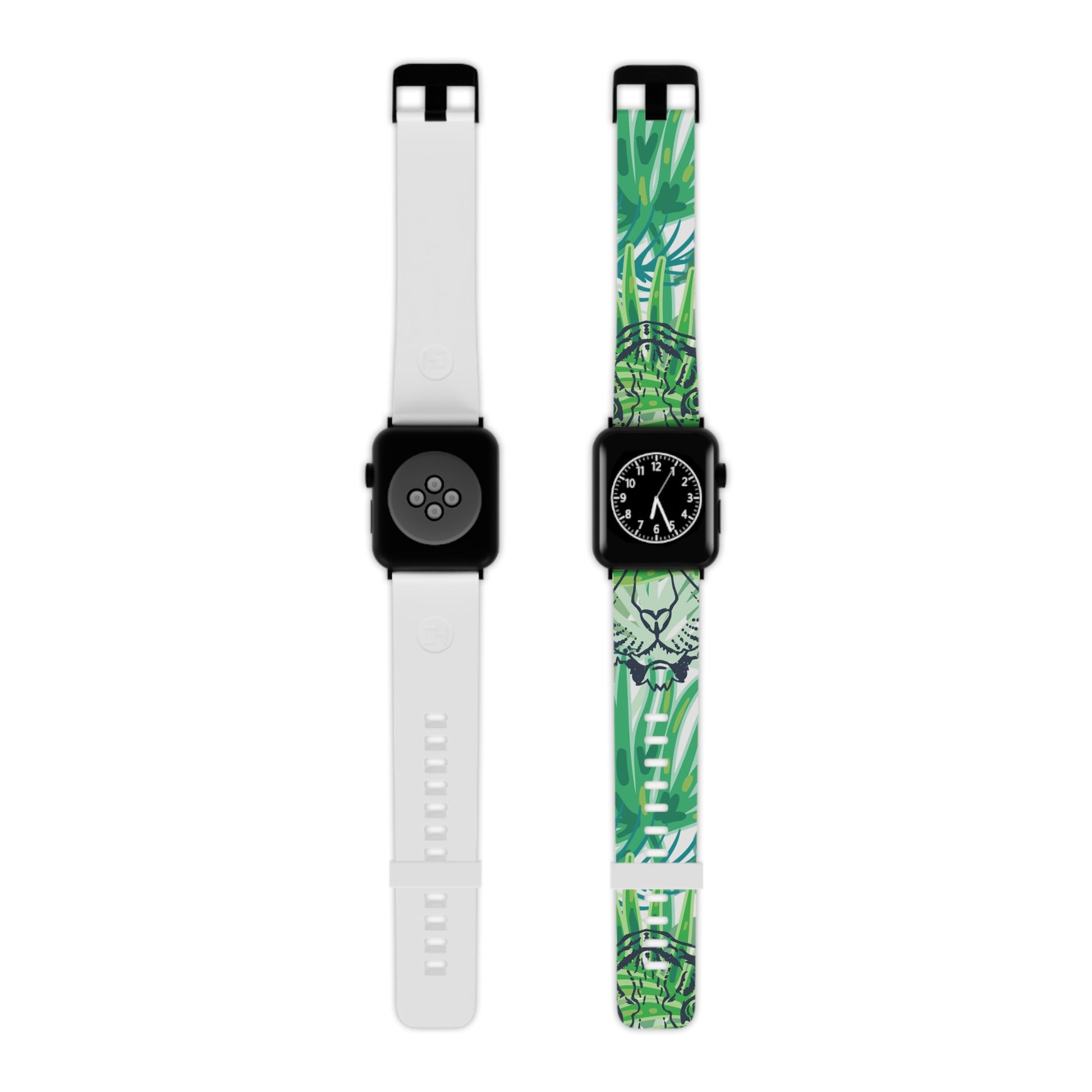 Tropical Jungle Tigers Green Watch Band for Apple Watch, Artsulli - Art is Long, Life is Short, Accessories, Size, 8'' × 0.75'' / 38 - 40 mm, Color, Black, , , 14873517973153