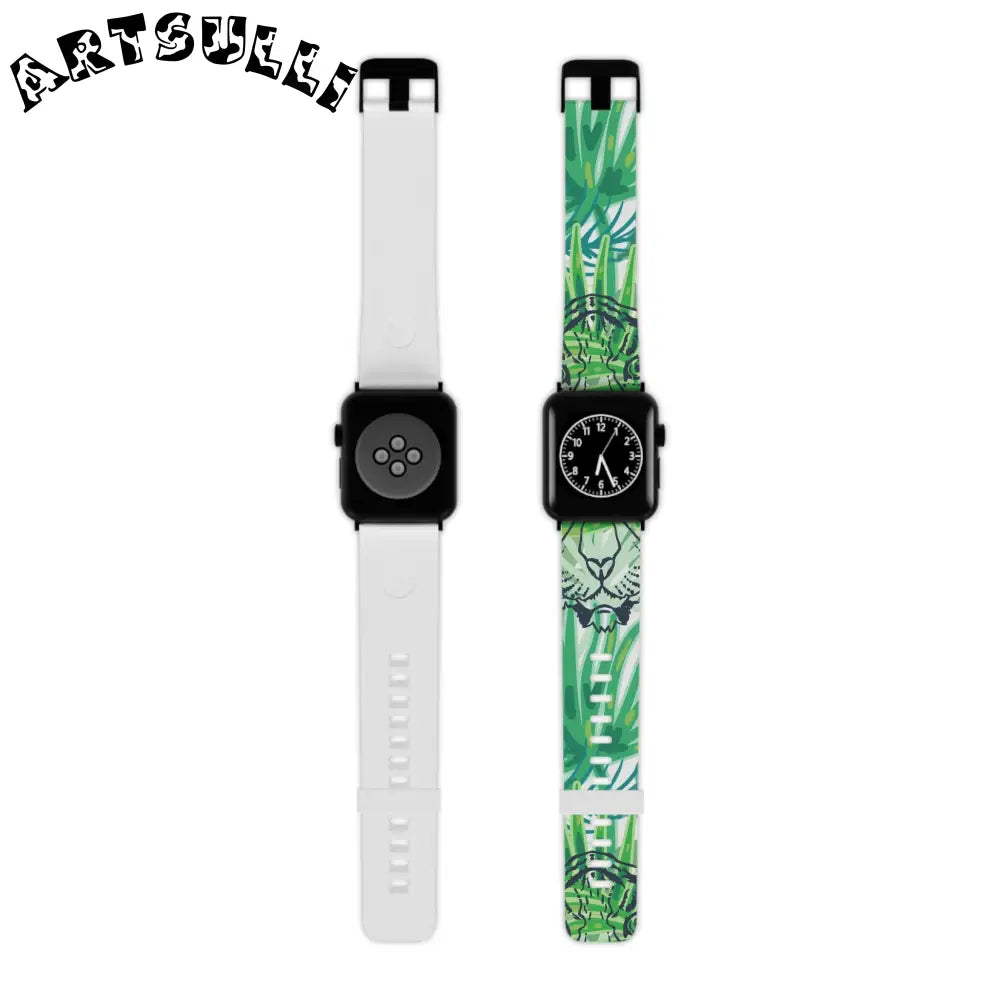 JAKKOUTTHEBXX Tropical Jungle Tigers Green Watch Band for Apple