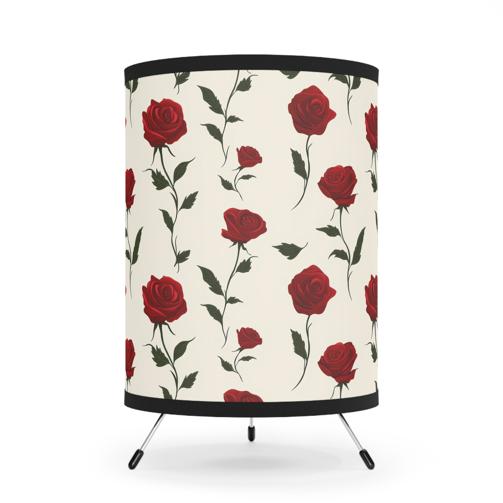 Red Roses Tripod Lamp with High-Res Printed Shade, US\CA plug, Artsulli - Art is Long, Life is Short, Home Decor, Size, One size, Color, Black, , , 10503317384088