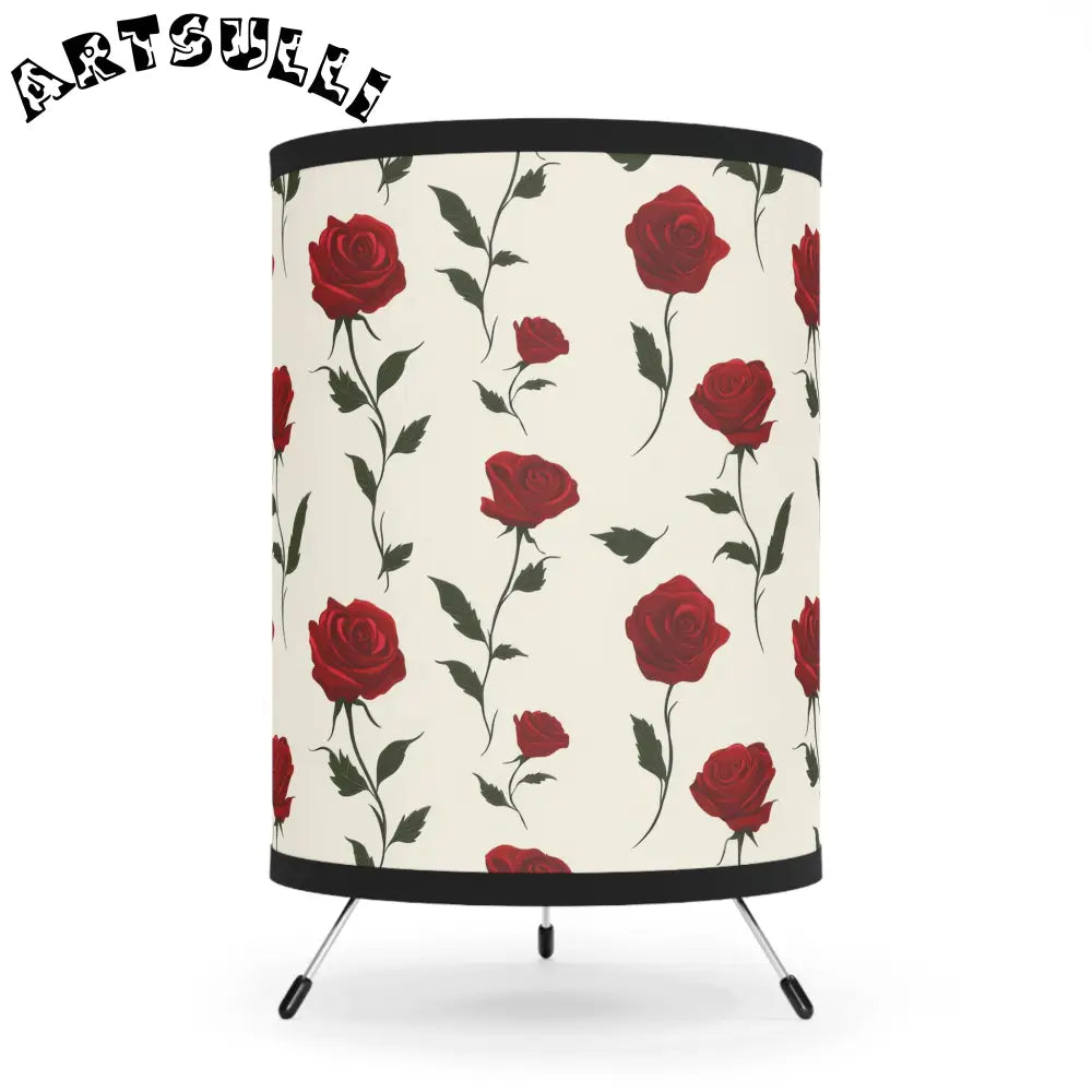 JAKKOUTTHEBXX Red Roses Tripod Lamp with High-Res Printed Shade