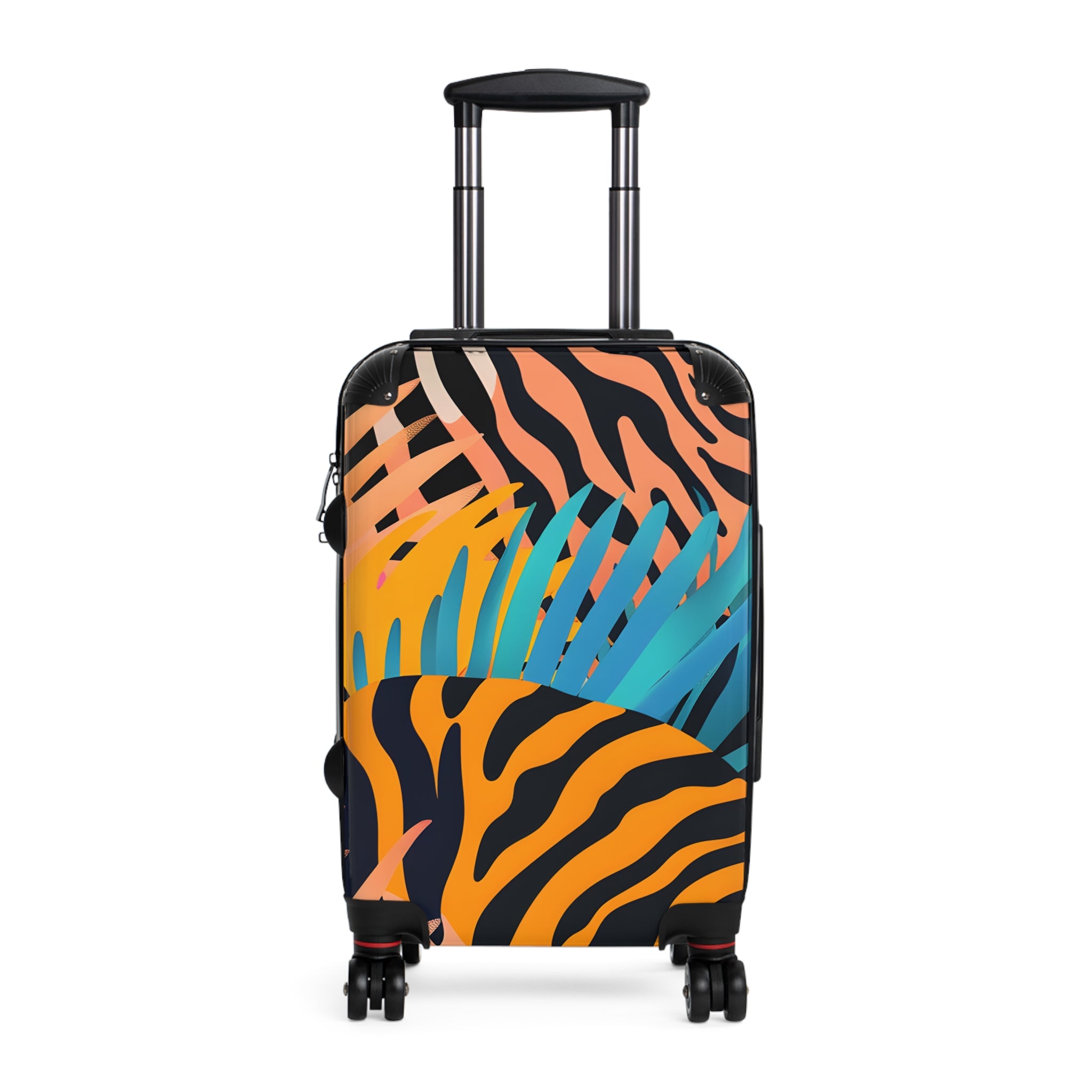 Palm Leaves x Zebra Stripes x Tiger Stripes Orange and Blue Suitcase, Artsulli - Art is Long, Life is Short, Bags, Size, Small, Color, Black, , , 90024147972180