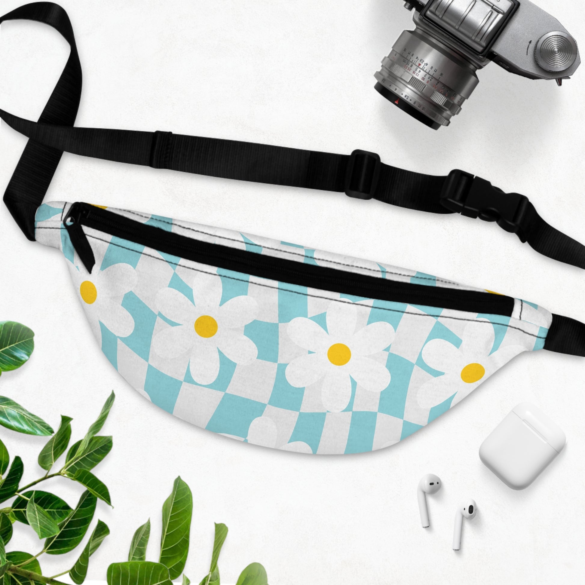 Trippy Check Garden Fanny Pack, Artsulli - Art is Long, Life is Short, Bags, , , , , , , 