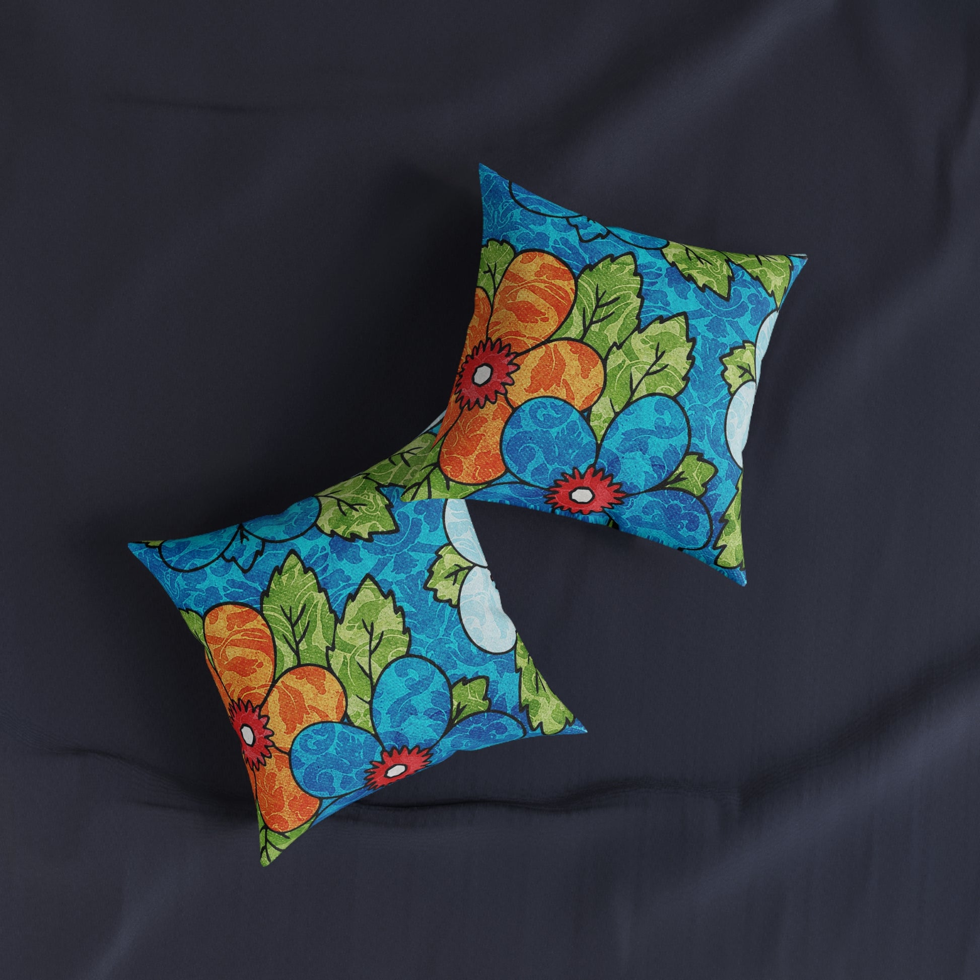 Blue Orange Groovy Square Pillow, Artsulli - Art is Long, Life is Short, Home Decor, , , , , , , 