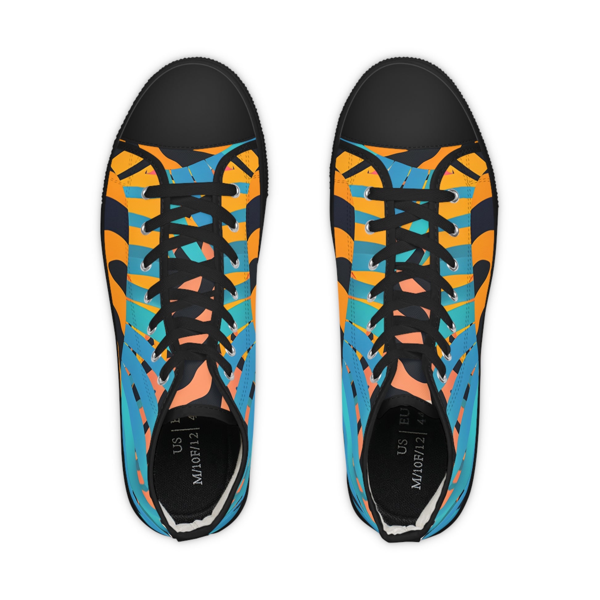 Palm Leaves x Tiger Stripes III Orange and Blue Men's High Top Sneakers, Artsulli - Art is Long, Life is Short, Shoes, , , , , , , 