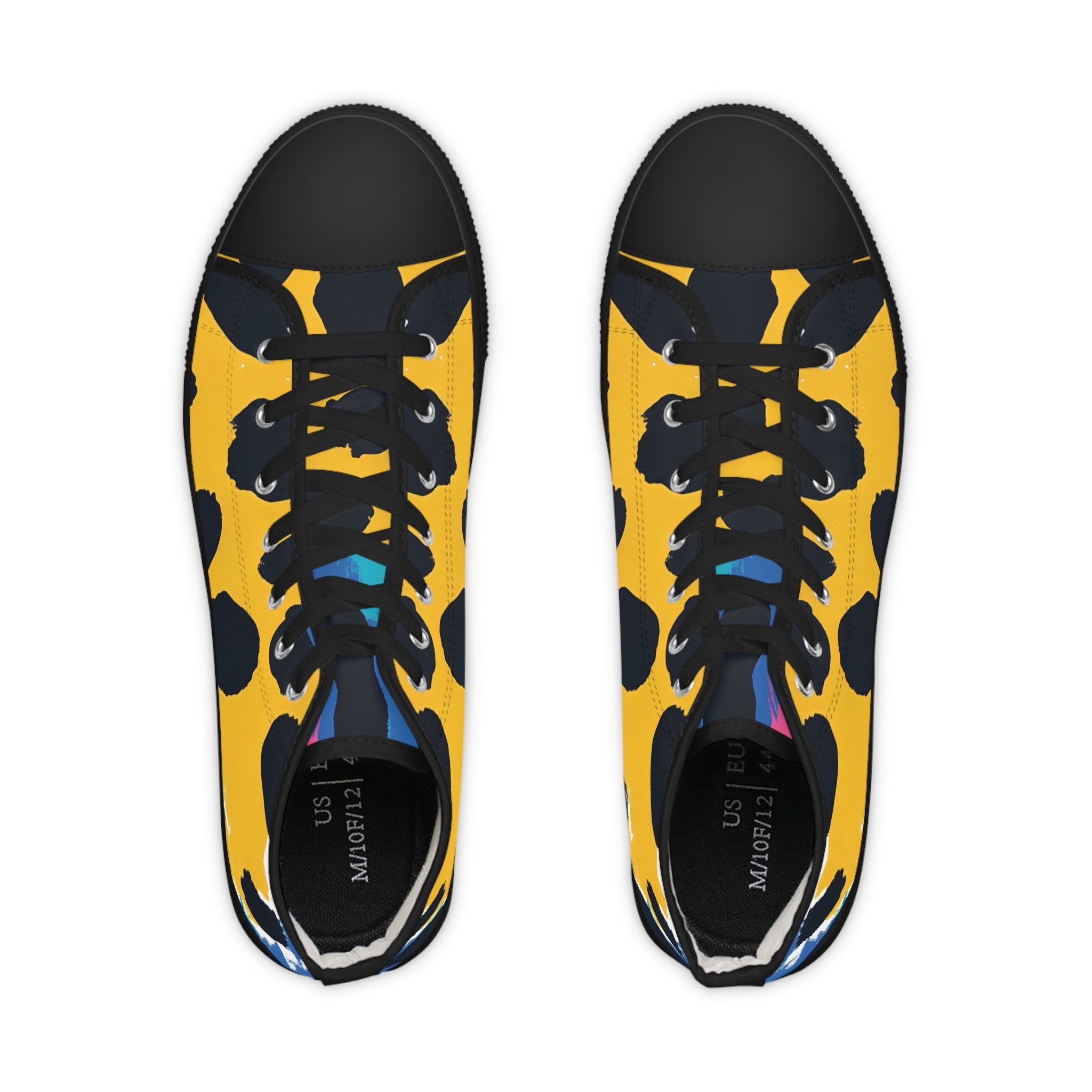 Leopard Print x Paint Brush Strokes Multi-Color Men's High Top Sneakers, Artsulli - Art is Long, Life is Short, Shoes, , , , , , , 