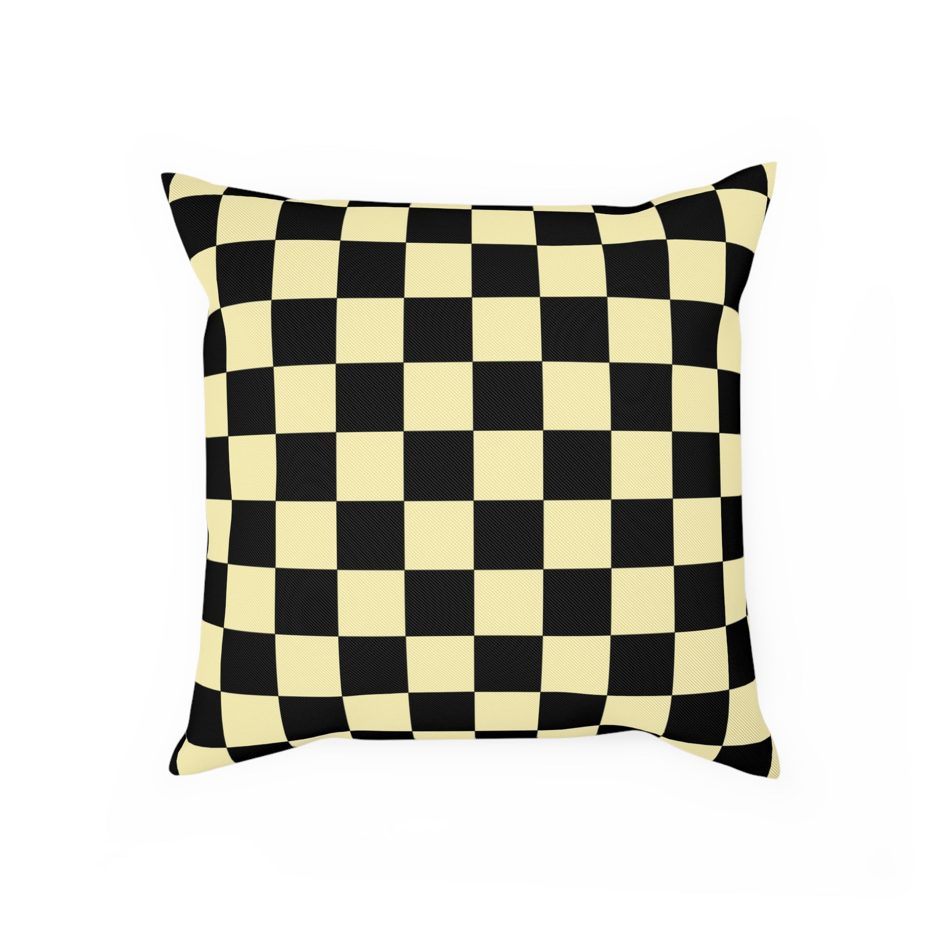 Checkerboard Black and Yellow Cushion, Artsulli - Art is Long, Life is Short, Home Decor, Size, 15.7" × 15.7", , , , , 87889935249476950489