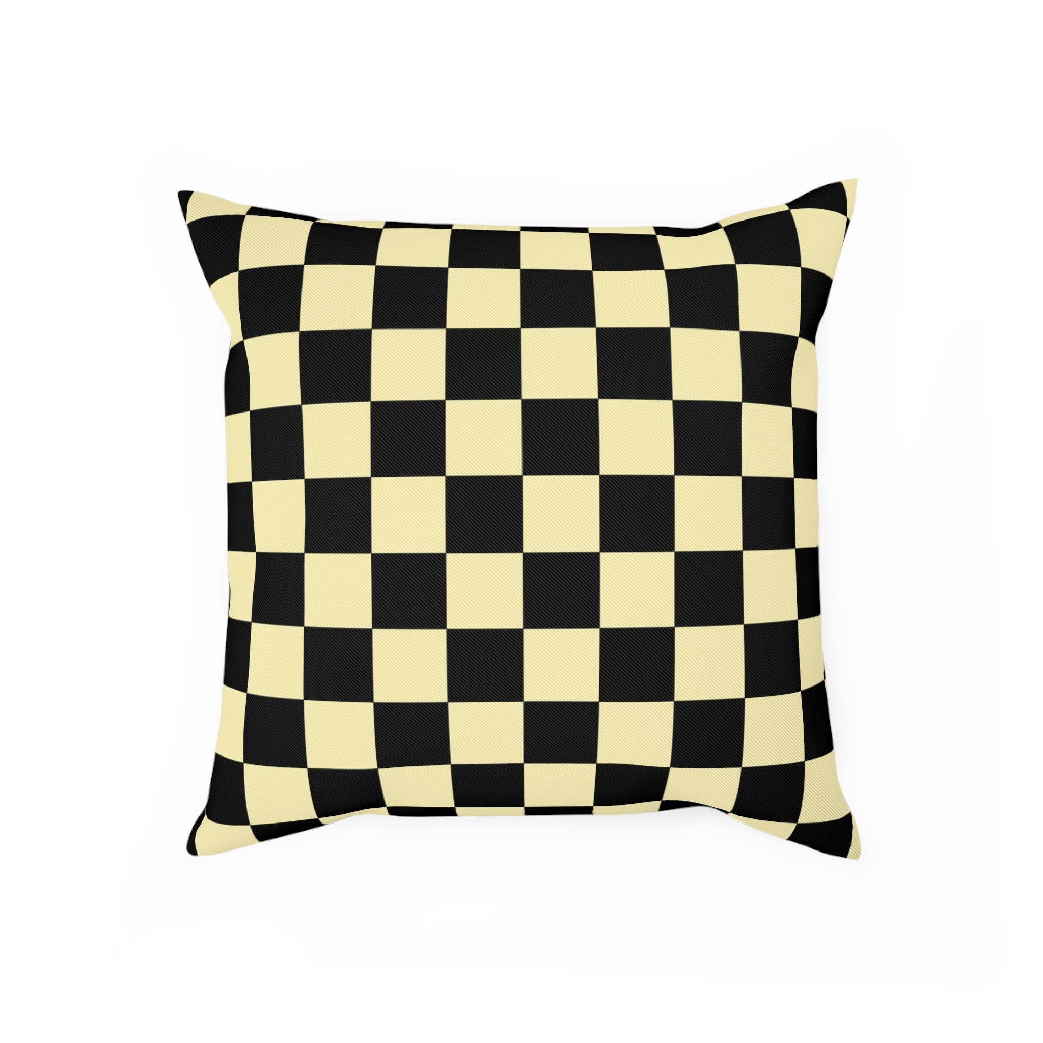 Checkerboard Black and Yellow Cushion, Artsulli - Art is Long, Life is Short, Home Decor, Size, 15.7" × 15.7", , , , , 87889935249476950489