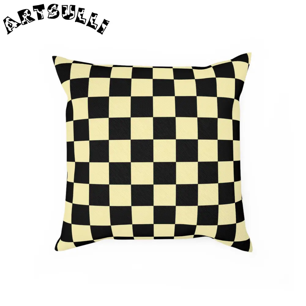 JAKKOUTTHEBXX Checkerboard Black and Yellow Cushion JAKKOUTTHEBXX