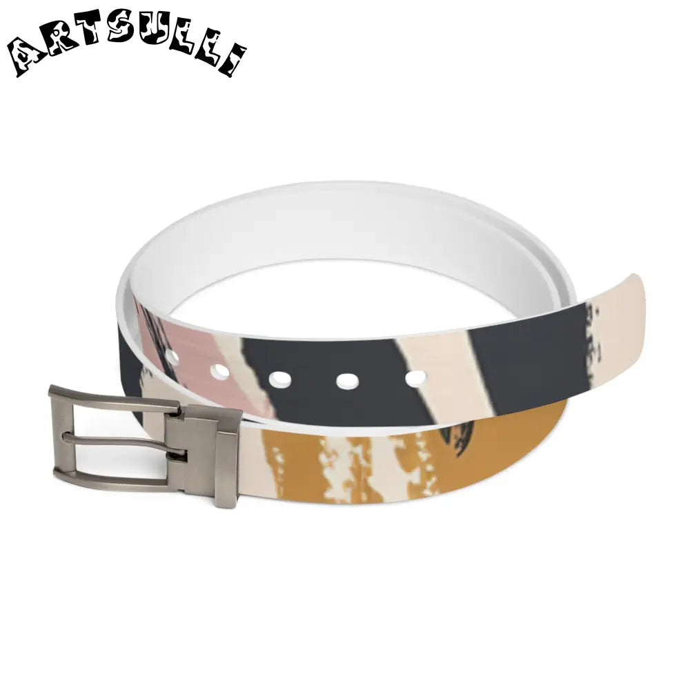 JAKKOUTTHEBXX white abstract pattern belt with black buckle