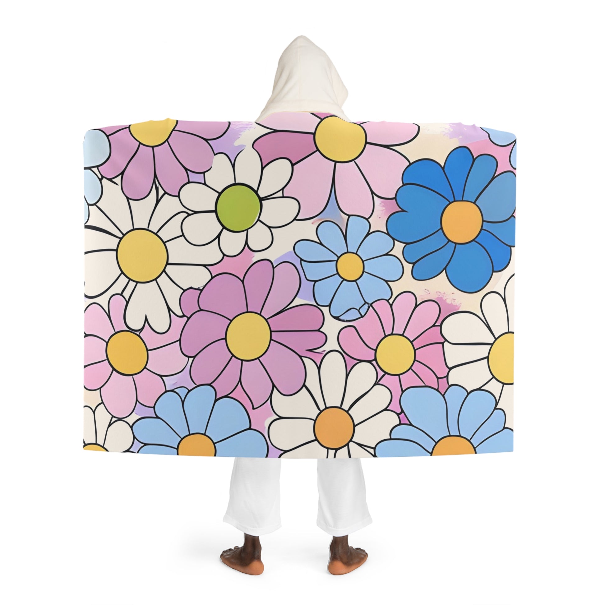 Flower Hour Purple and Blue Hooded Sherpa Fleece Blanket, Artsulli - Art is Long, Life is Short, All Over Prints, , , , , , , 