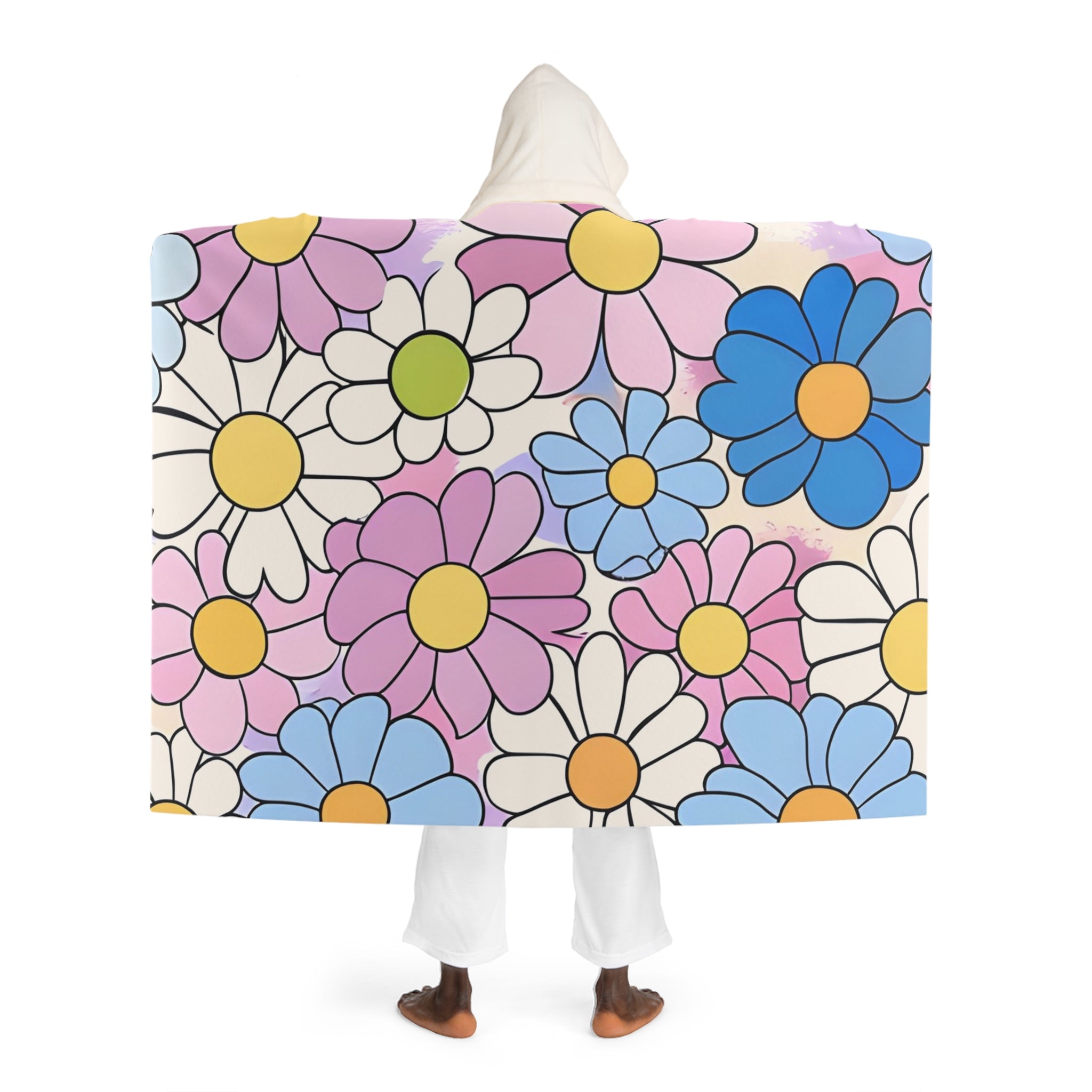 Flower Hour Purple and Blue Hooded Sherpa Fleece Blanket, Artsulli - Art is Long, Life is Short, All Over Prints, , , , , , , 