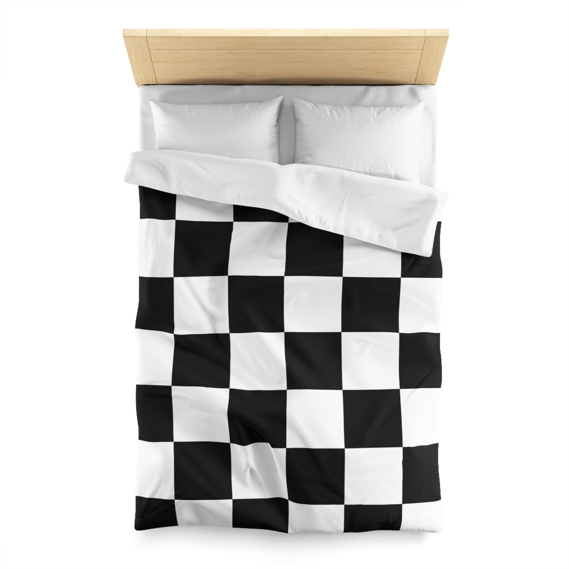 Checkerboard Black and White Microfiber Duvet Cover, Artsulli - Art is Long, Life is Short, Home Decor, , , , , , , 