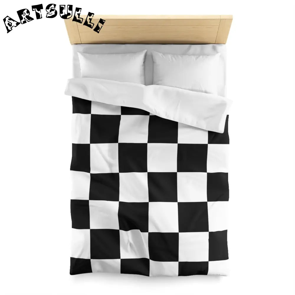 JAKKOUTTHEBXX Checkerboard Black and White Microfiber Duvet Cover