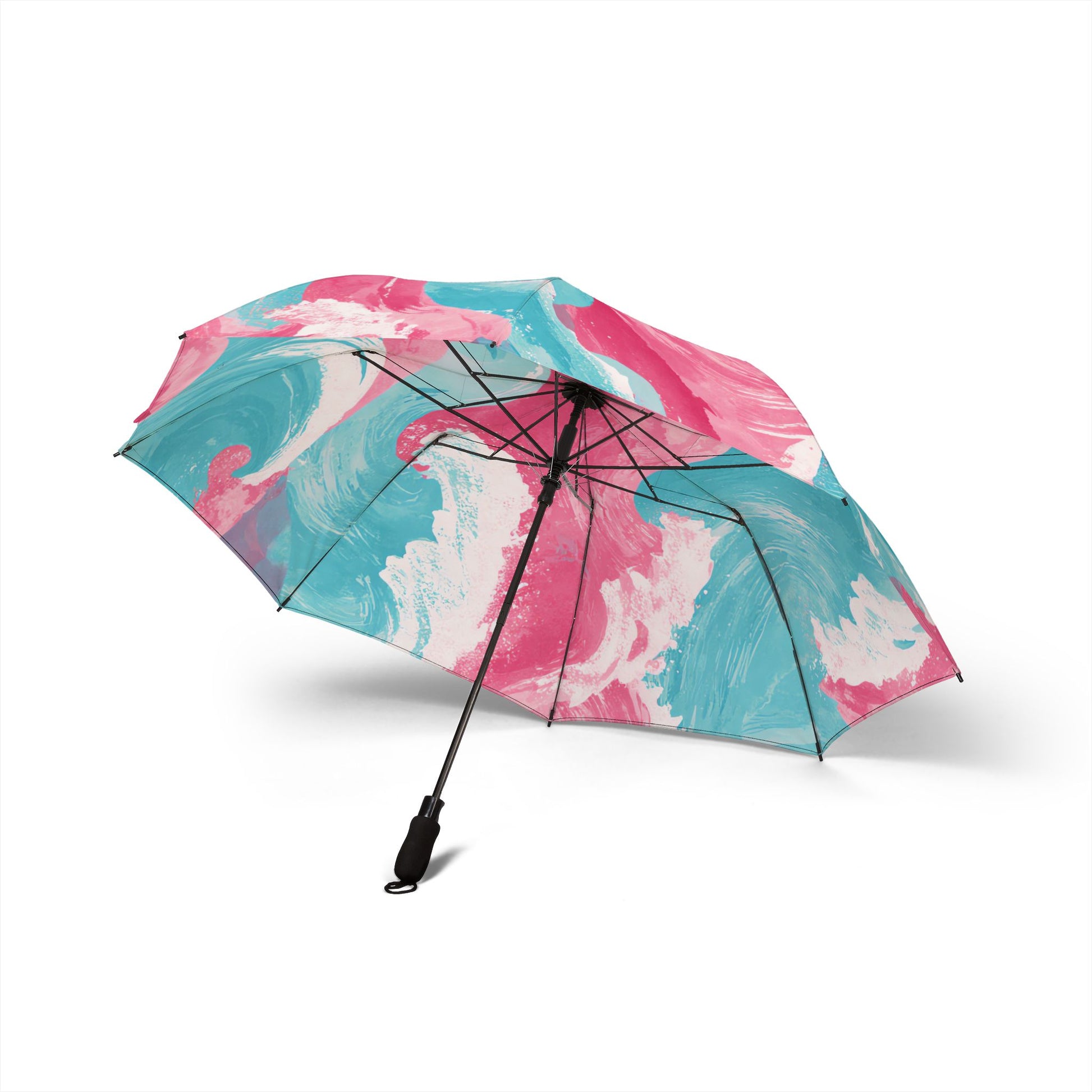 The Great Pastelwave Pink and Blue Semi-Automatic Foldable Umbrella, Artsulli - Art is Long, Life is Short, Accessories, , , , , , , 