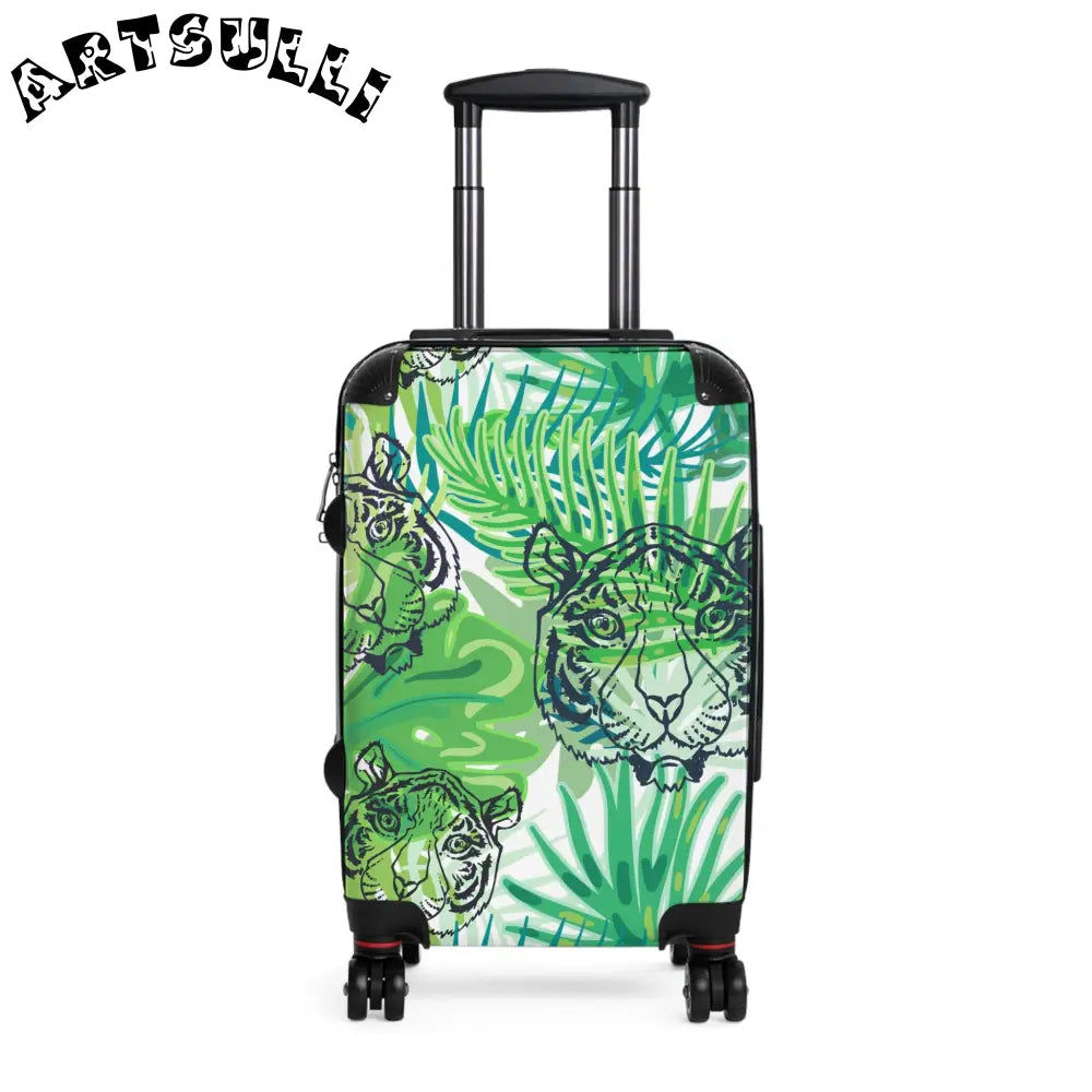JAKKOUTTHEBXX Tropical Jungle Tigers Green Suitcase JAKKOUTTHEBXX