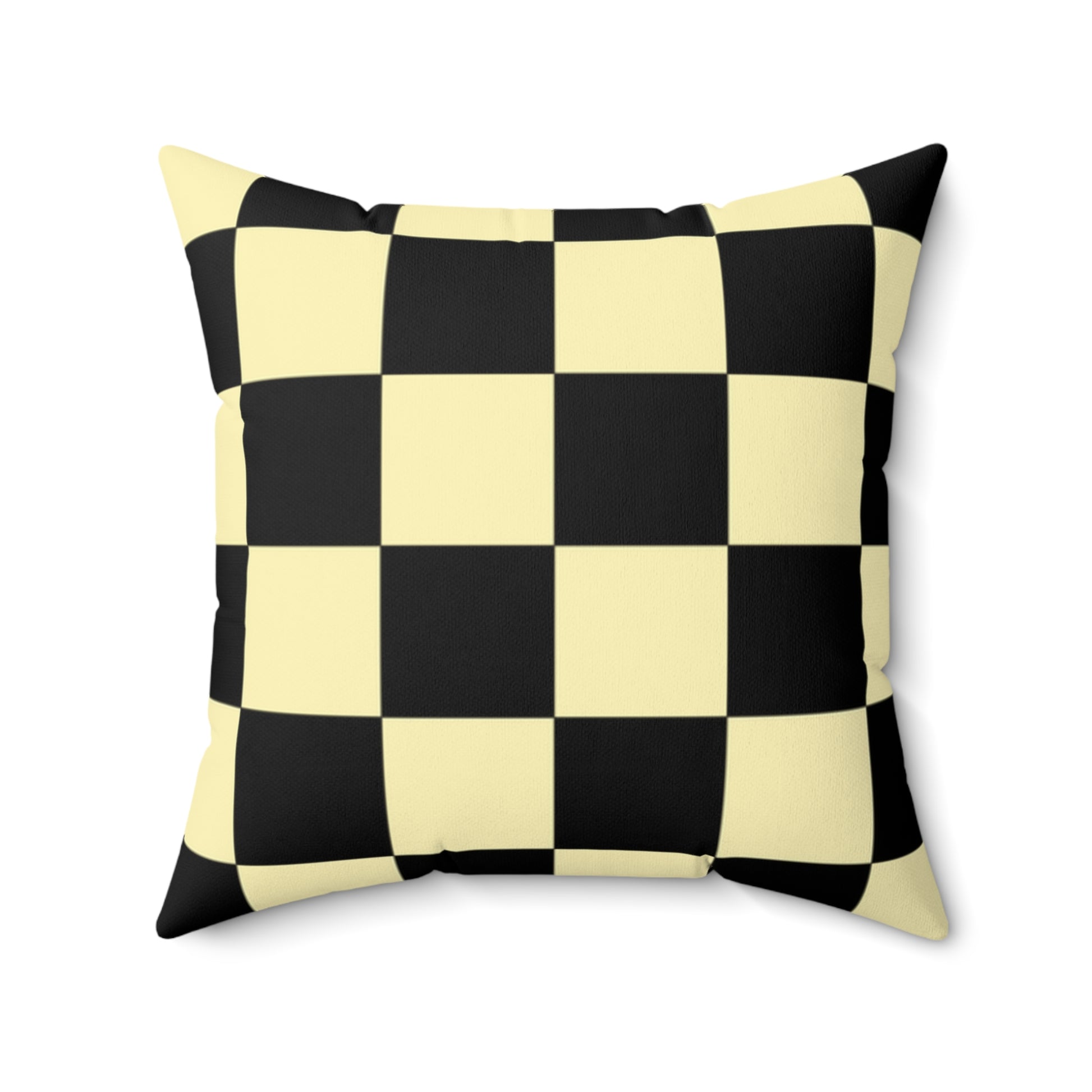 Checkerboard Black and Yellow Spun Polyester Square Pillow, Artsulli - Art is Long, Life is Short, Home Decor, Size, 20" × 20", , , , , 34861369929077794519