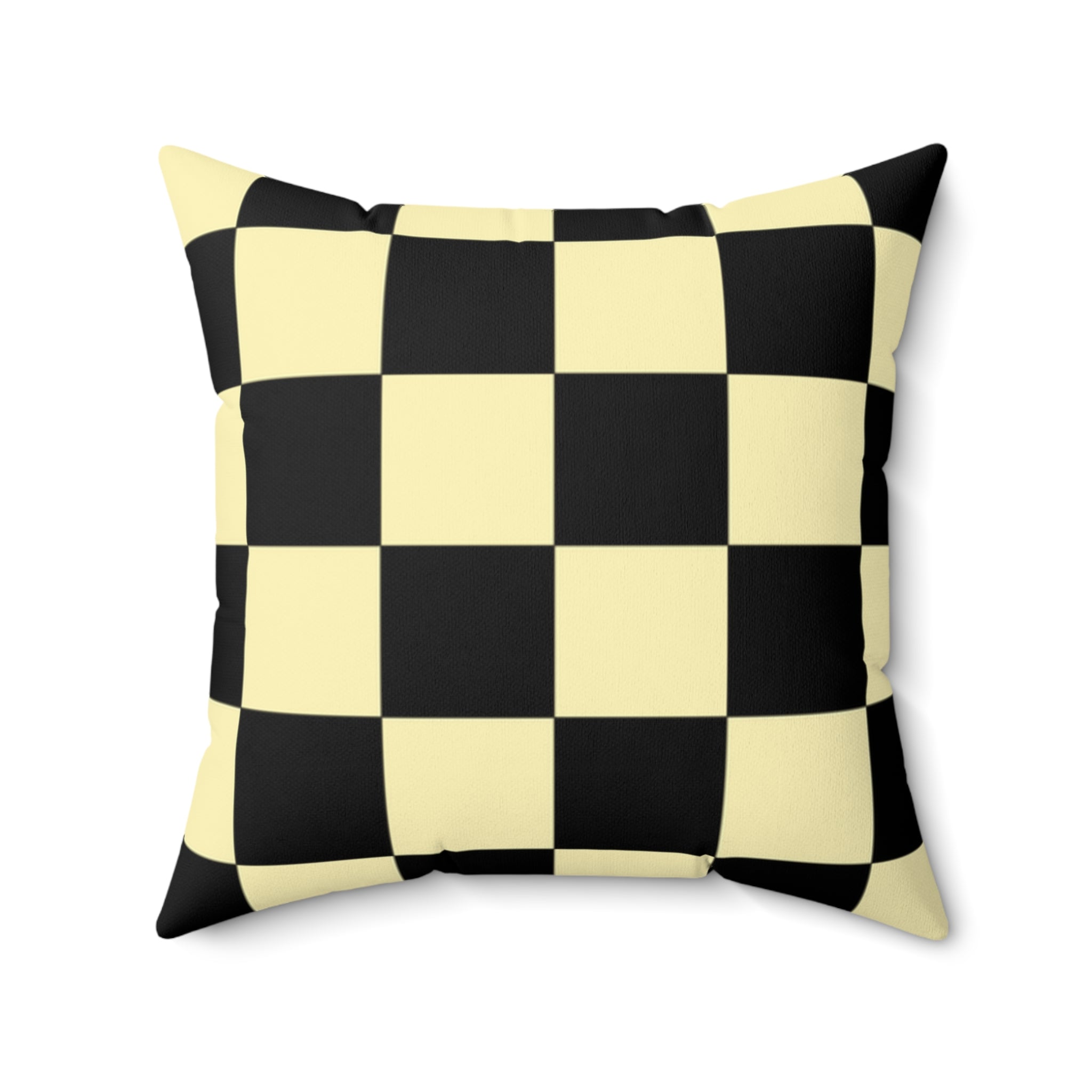 Checkerboard Black and Yellow Spun Polyester Square Pillow, Artsulli - Art is Long, Life is Short, Home Decor, Size, 20" × 20", , , , , 34861369929077794519