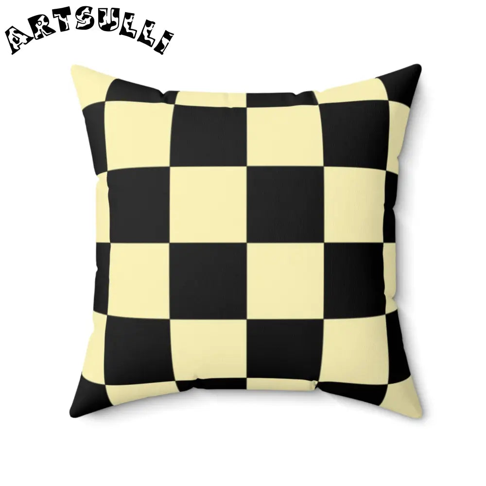 JAKKOUTTHEBXX Checkerboard Black and Yellow Spun Polyester Square