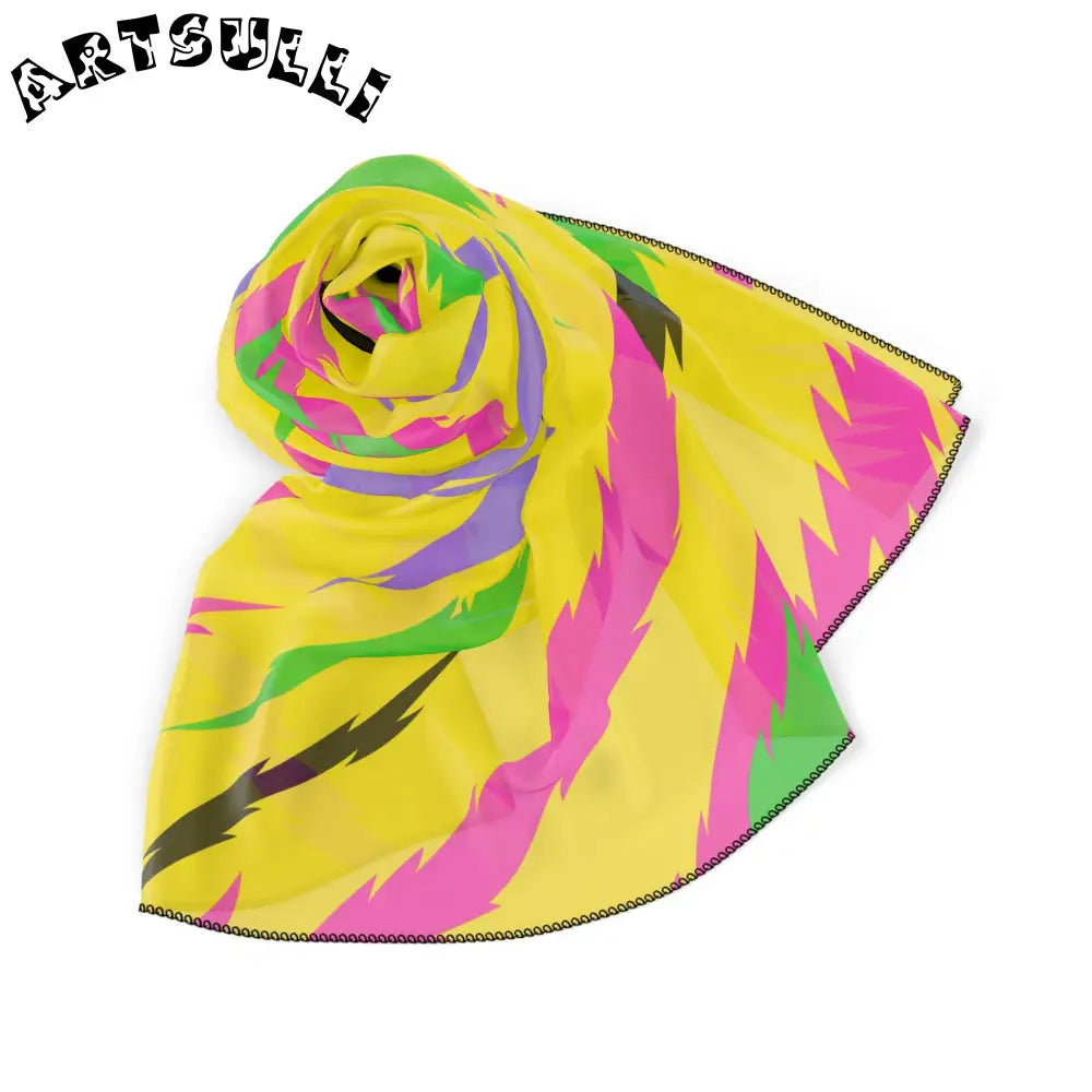 JAKKOUTTHEBXX Retro Psychedelic Tiger Stripes Yellow Poly Scarf