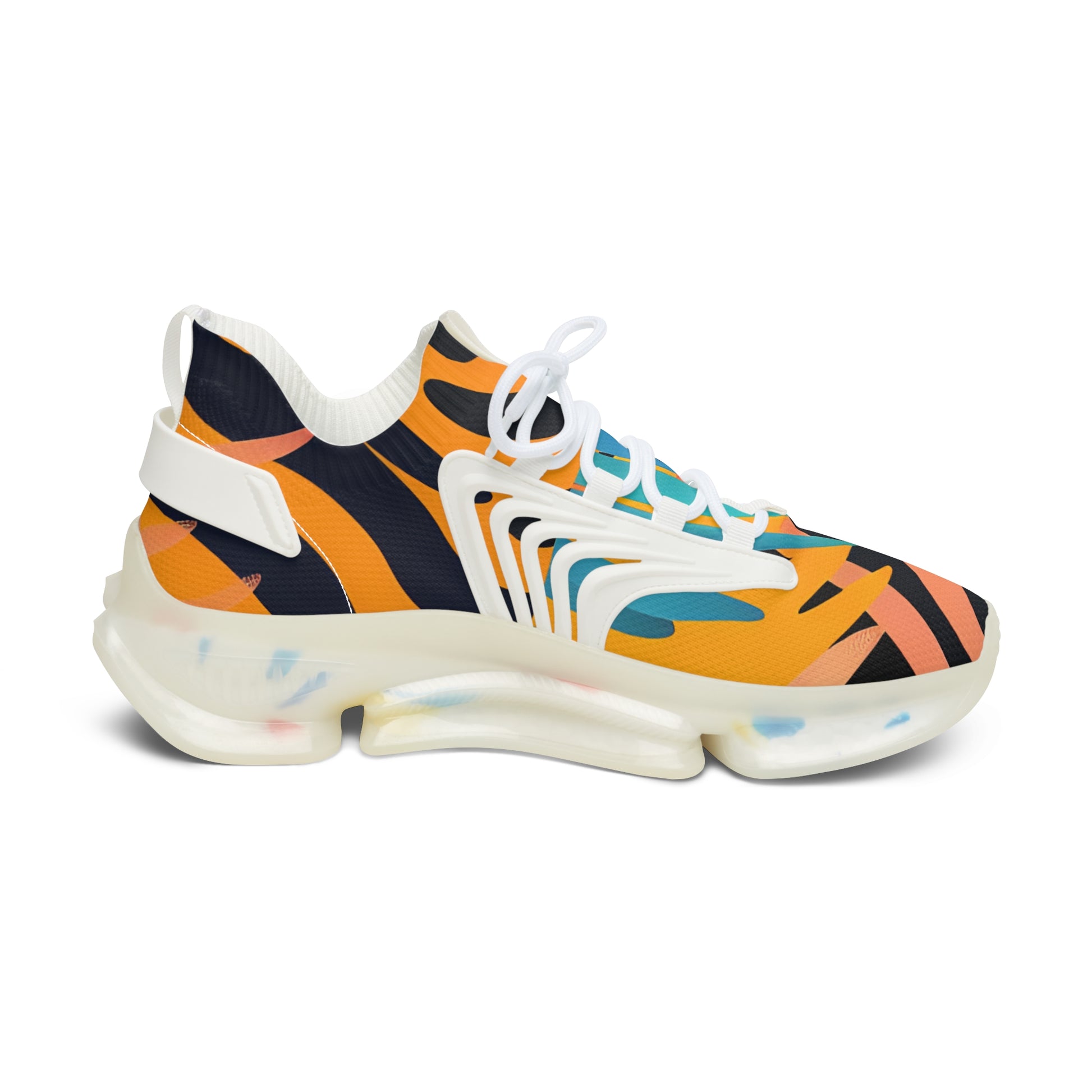 Palm Leaves x Zebra Stripes II Multi-Color Women's Mesh Sneakers, Artsulli - Art is Long, Life is Short, Shoes, , , , , , , 