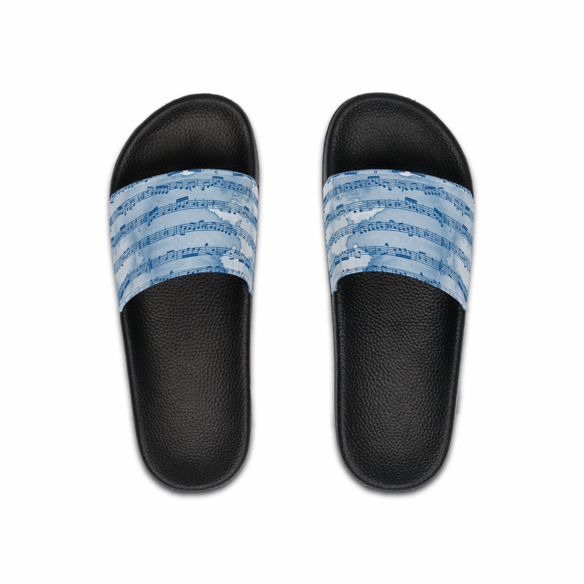 Drip Spill Type Beat Sheet Music Blue Men's Slide Sandals, Artsulli - Art is Long, Life is Short, Shoes, Color, Black sole, Size, US 6, , , 69693745138265788243