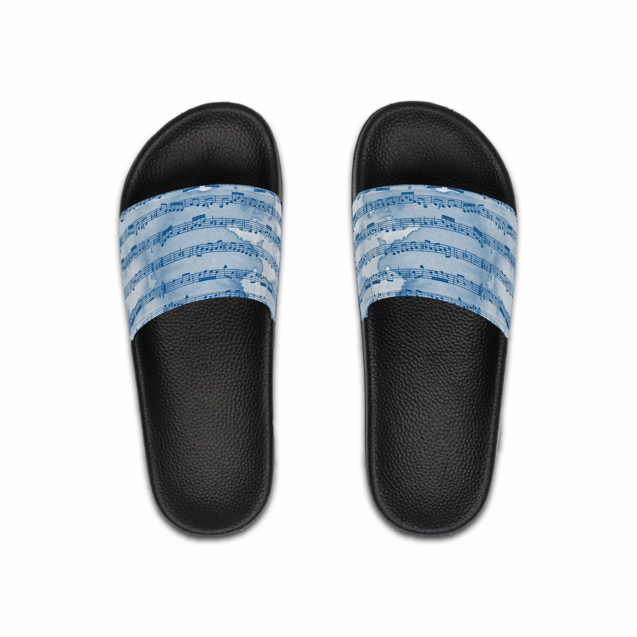 Drip Spill Type Beat Sheet Music Blue Men's Slide Sandals, Artsulli - Art is Long, Life is Short, Shoes, Color, Black sole, Size, US 6, , , 69693745138265788243
