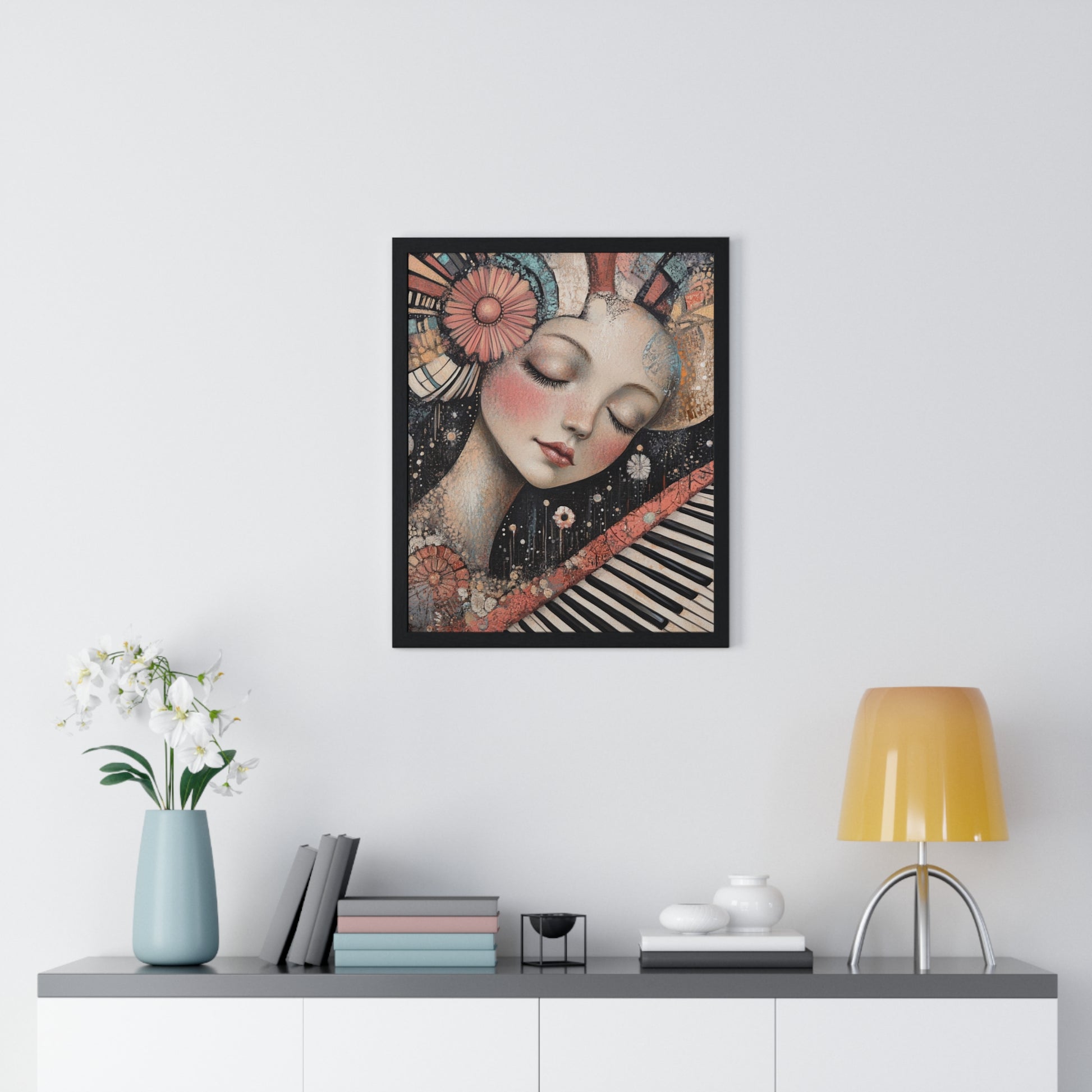 Queen Of Piano Dreams Vertical Framed Poster, Artsulli - Art is Long, Life is Short, Poster, , , , , , , 