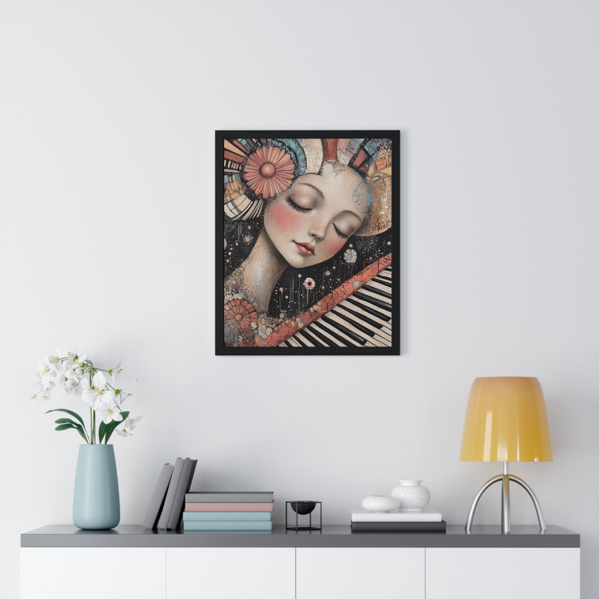 Queen Of Piano Dreams Vertical Framed Poster, Artsulli - Art is Long, Life is Short, Poster, , , , , , , 