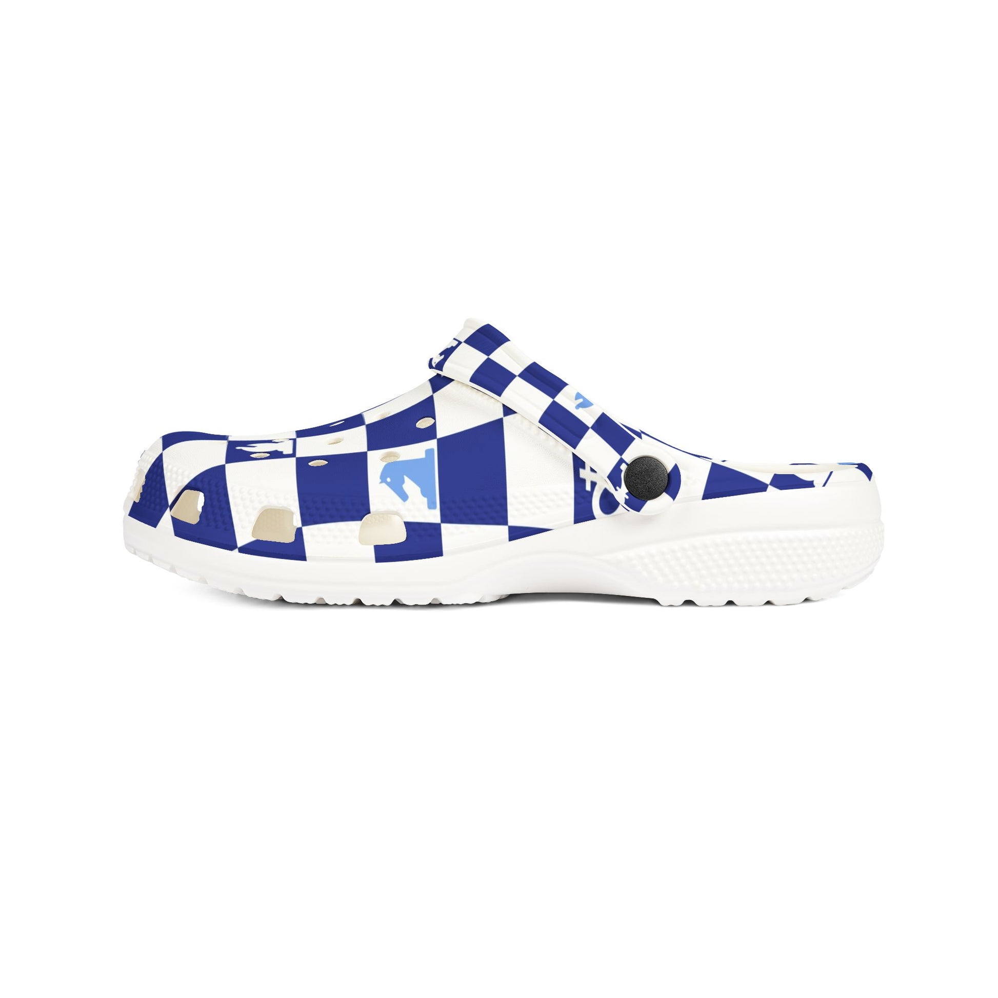 Chessboard Navy Blue EVA Foam Rubber Shoes (AOP), Artsulli - Art is Long, Life is Short, Shoes, , , , , , , 