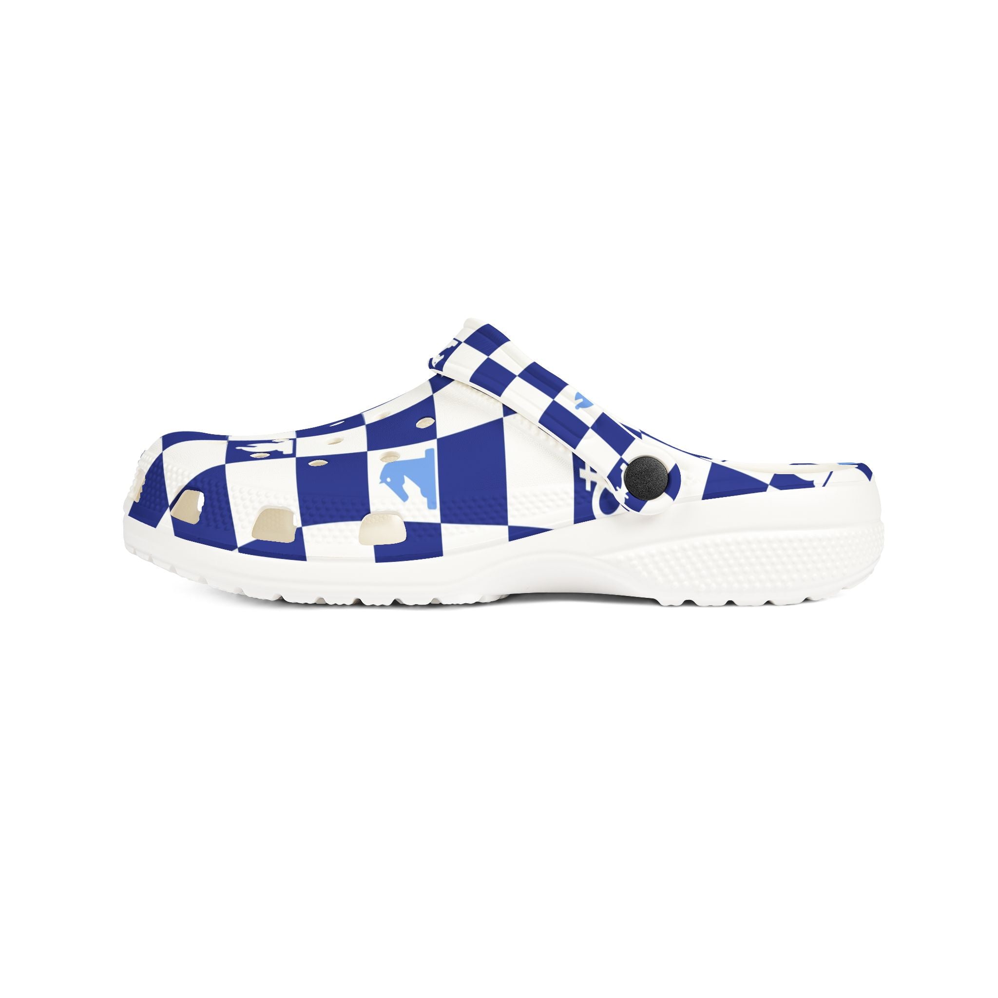 Chessboard Navy Blue EVA Foam Rubber Shoes (AOP), Artsulli - Art is Long, Life is Short, Shoes, , , , , , , 