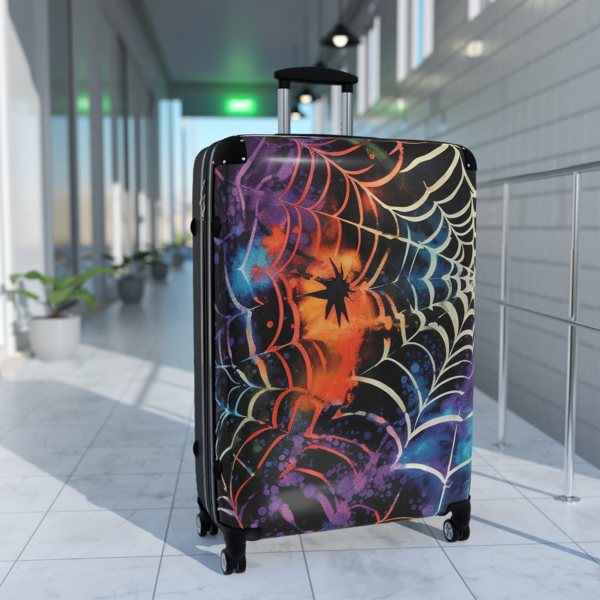Spider Web Tie Dye Suitcase, Artsulli - Art is Long, Life is Short, Bags, , , , , , , 