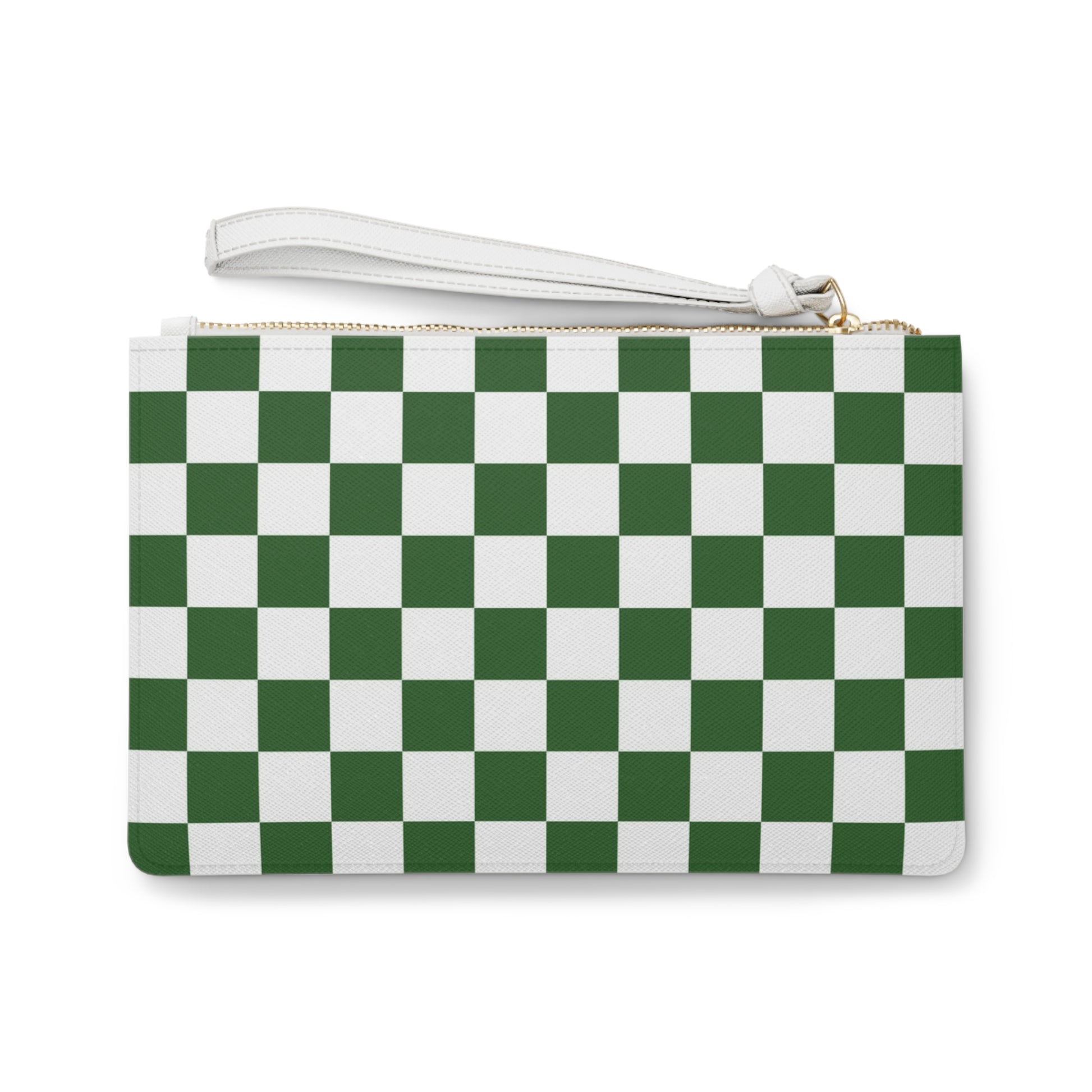 Checkerboard White and Dark Green Clutch Bag, Artsulli - Art is Long, Life is Short, Bags, , , , , , , 