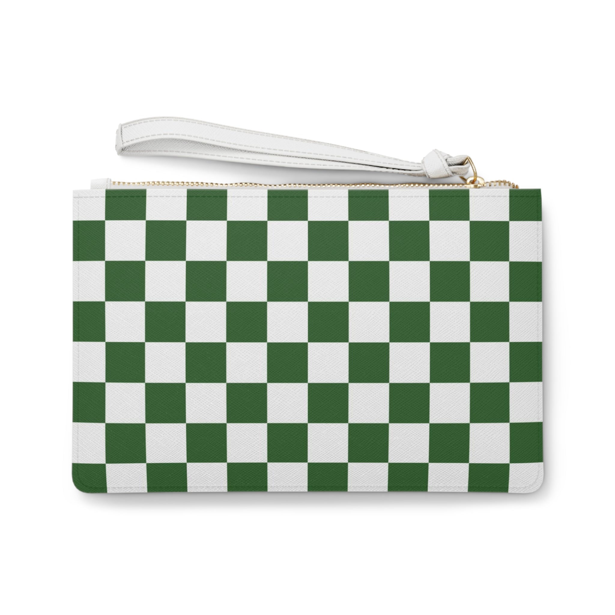 Checkerboard White and Dark Green Clutch Bag, Artsulli - Art is Long, Life is Short, Bags, , , , , , , 