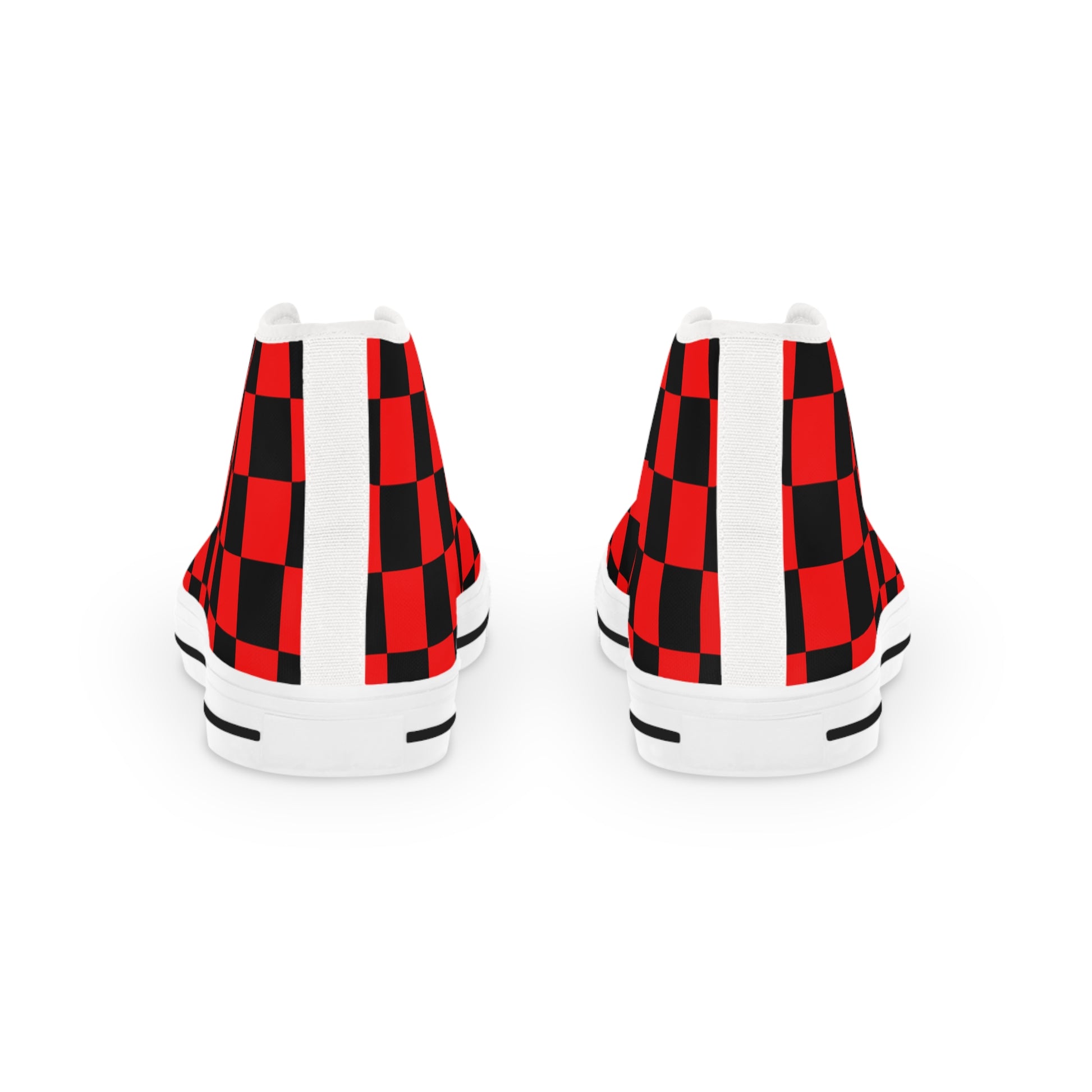 Checkerboard Red and Black Men's High Top Sneakers, Artsulli - Art is Long, Life is Short, Shoes, , , , , , , 