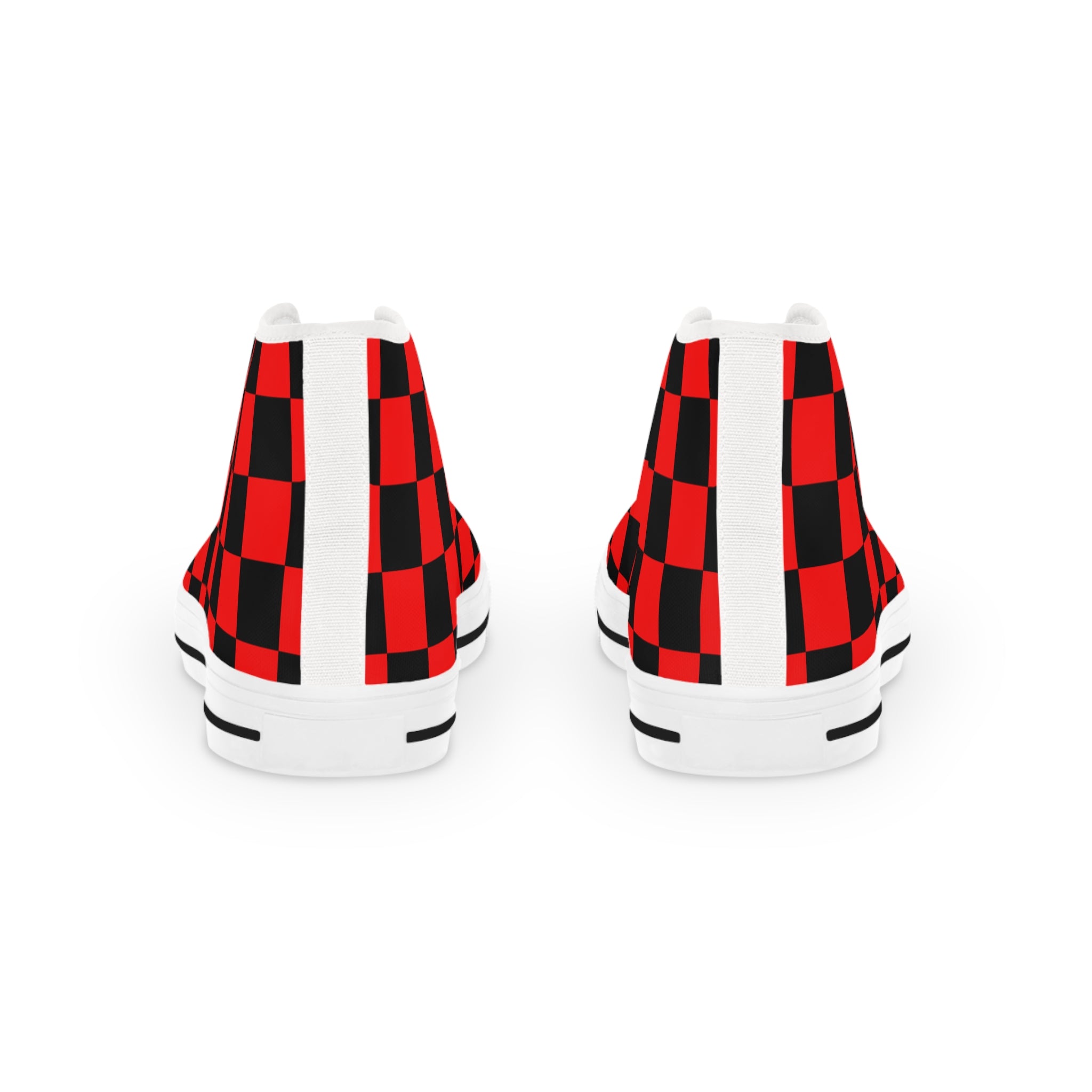 Checkerboard Red and Black Men's High Top Sneakers, Artsulli - Art is Long, Life is Short, Shoes, , , , , , , 